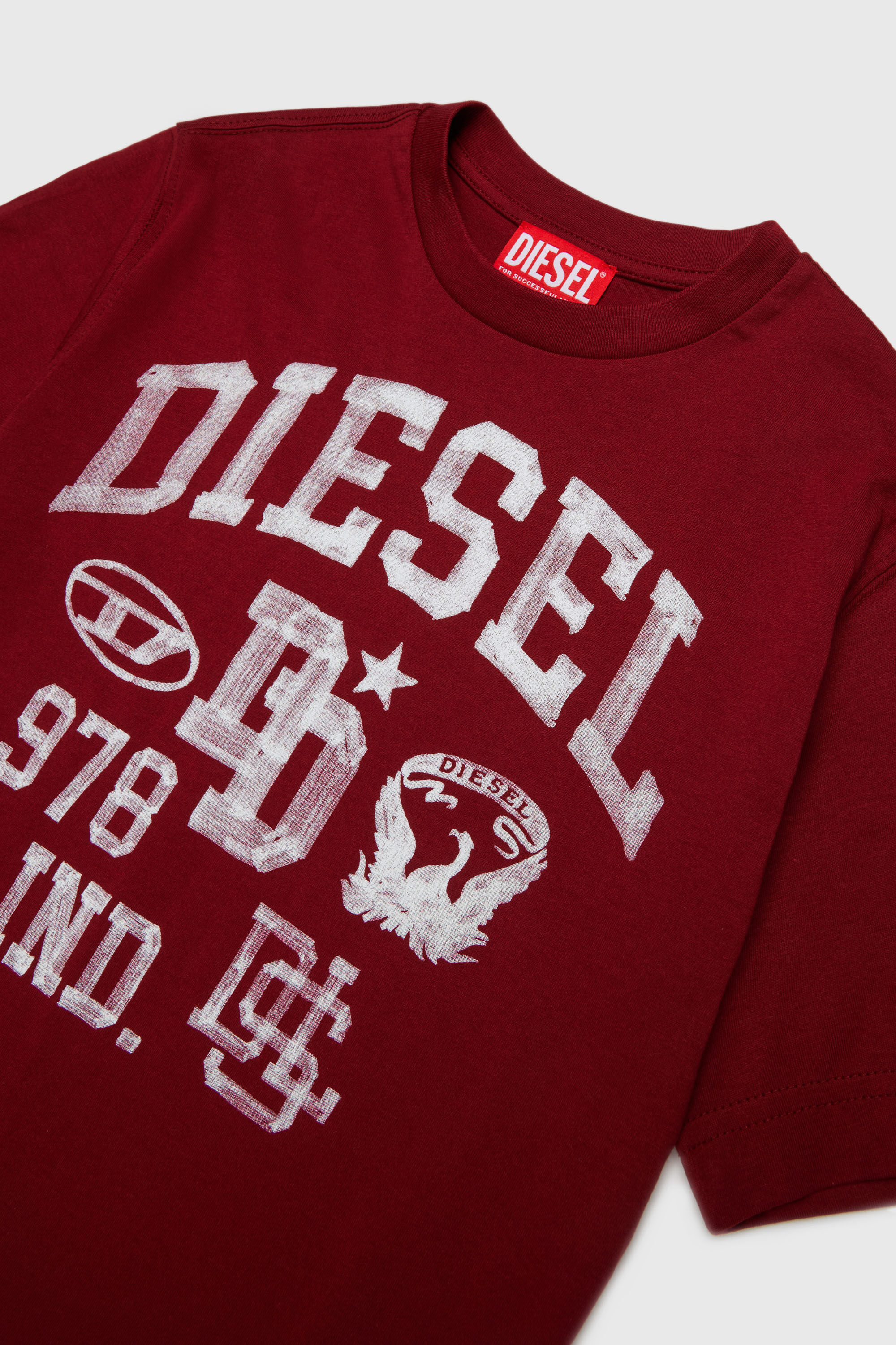 Diesel - TBAND OVER, Man's Cotton T-shirt with varsity graphics in Red - 3