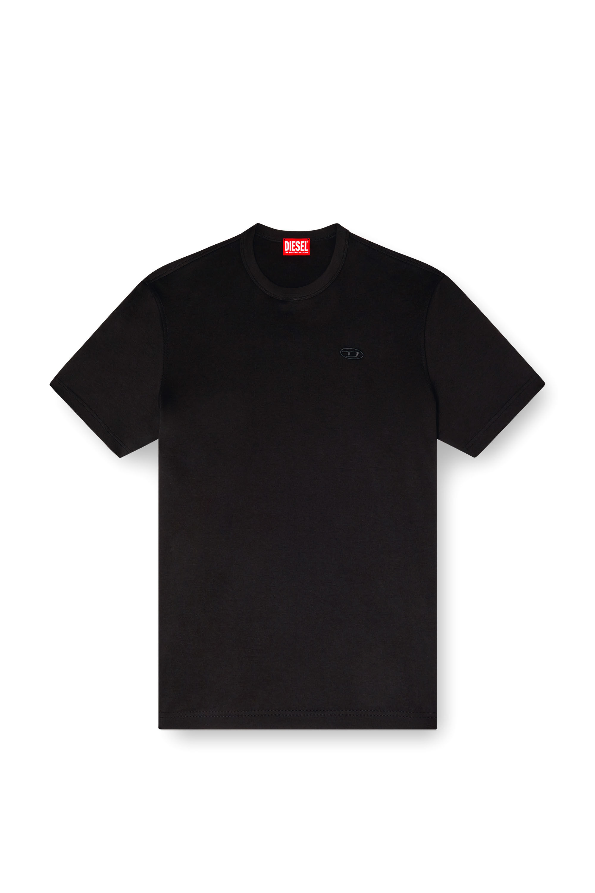 Men's T-shirt with tonal logo embroidery | Black | Diesel
