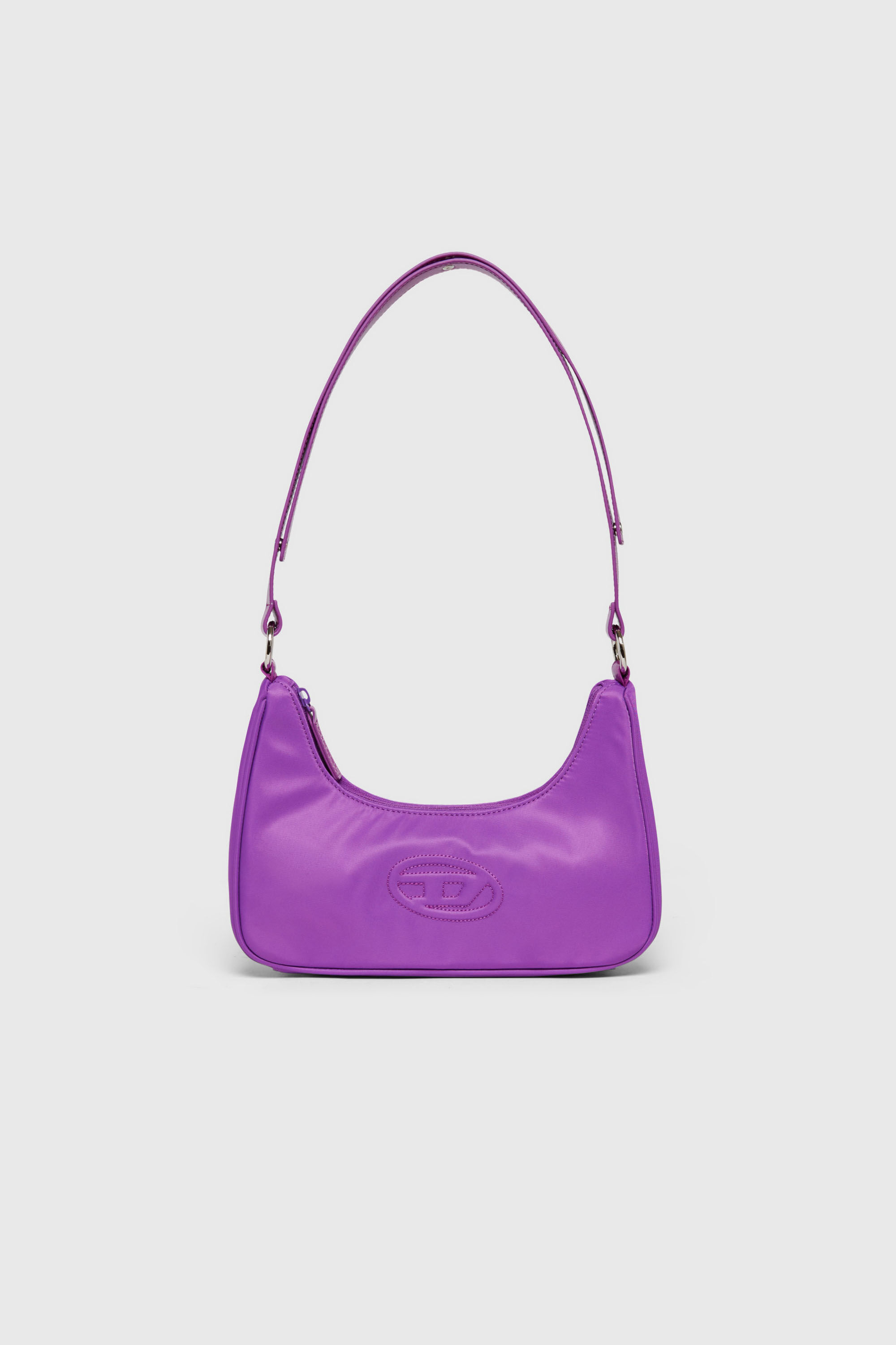 Diesel - WUNSY, Woman's WUNSY - Nylon shoulder bag with Oval D logo in Violet - 1