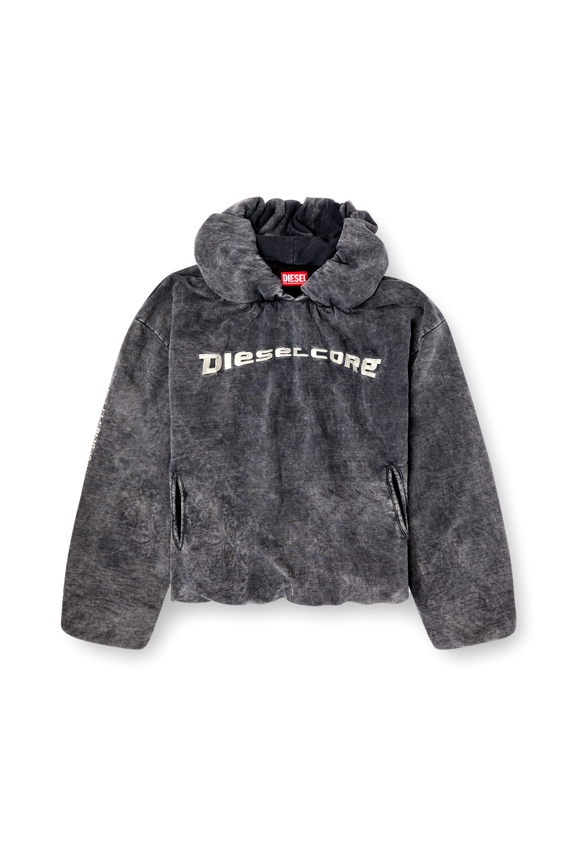 Diesel - S-FISHY, Man's Hoodie with denim effect in Black - 2