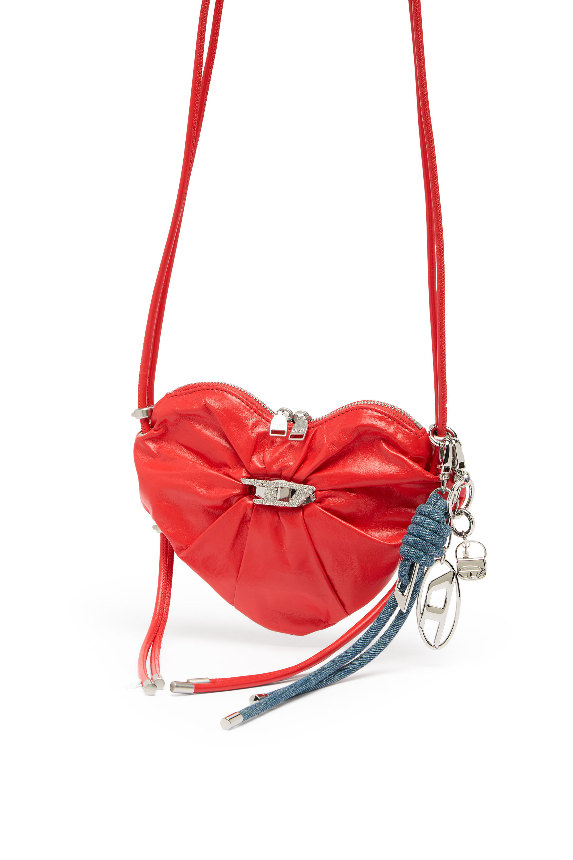 Diesel - SCRUNCH-D HEART, Woman's Scrunch-D-Heart shoulder bag in scrunched leather in Red - 7