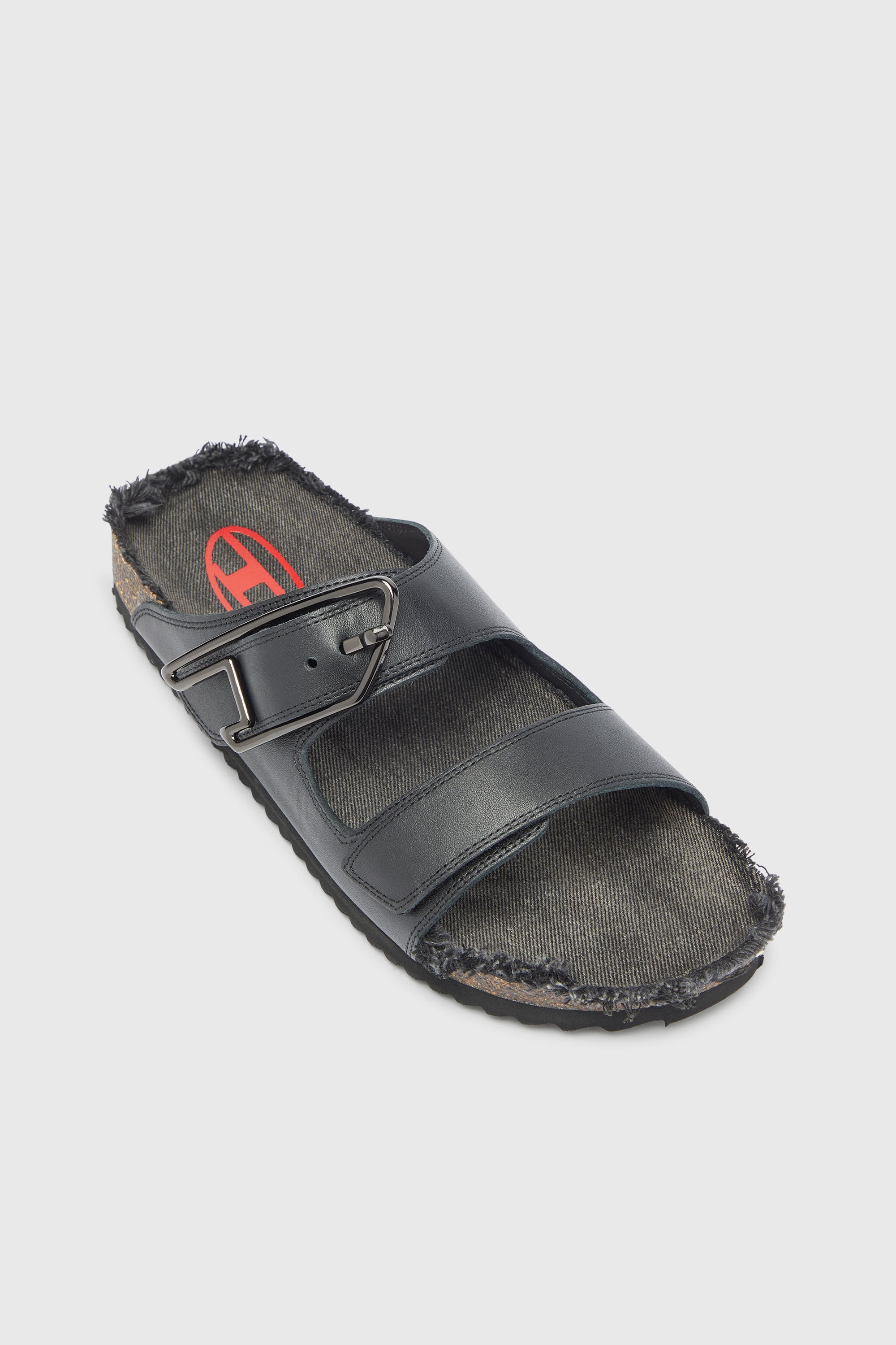 Diesel - D-WOODSTOCK D SANDAL, Man's D-Woodstock - Leather slide with cork footbed in Black - 6