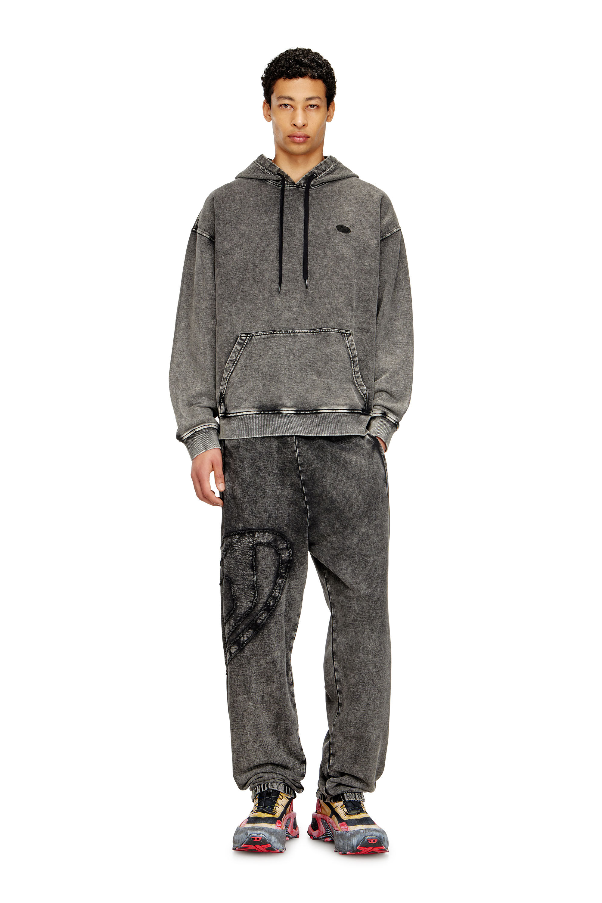 Diesel - S-BOXT-HOOD-DEN, Man's Hoodie with raw-cut back patch in Dark grey - 1