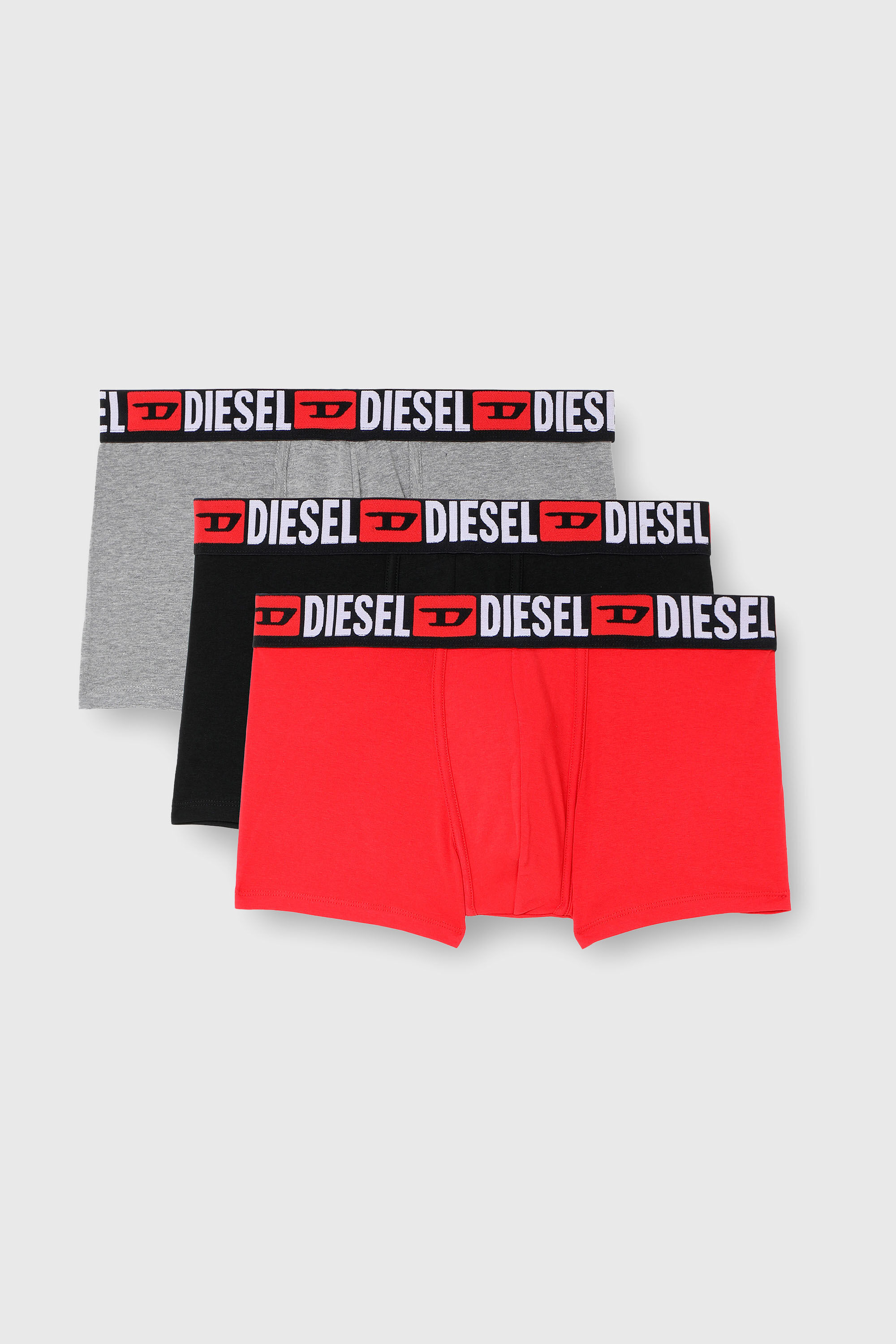 Diesel - UMBX-DAMIENTHREEPACK, Man's Three-pack of all-over logo waist boxers in Red/Grey - 2