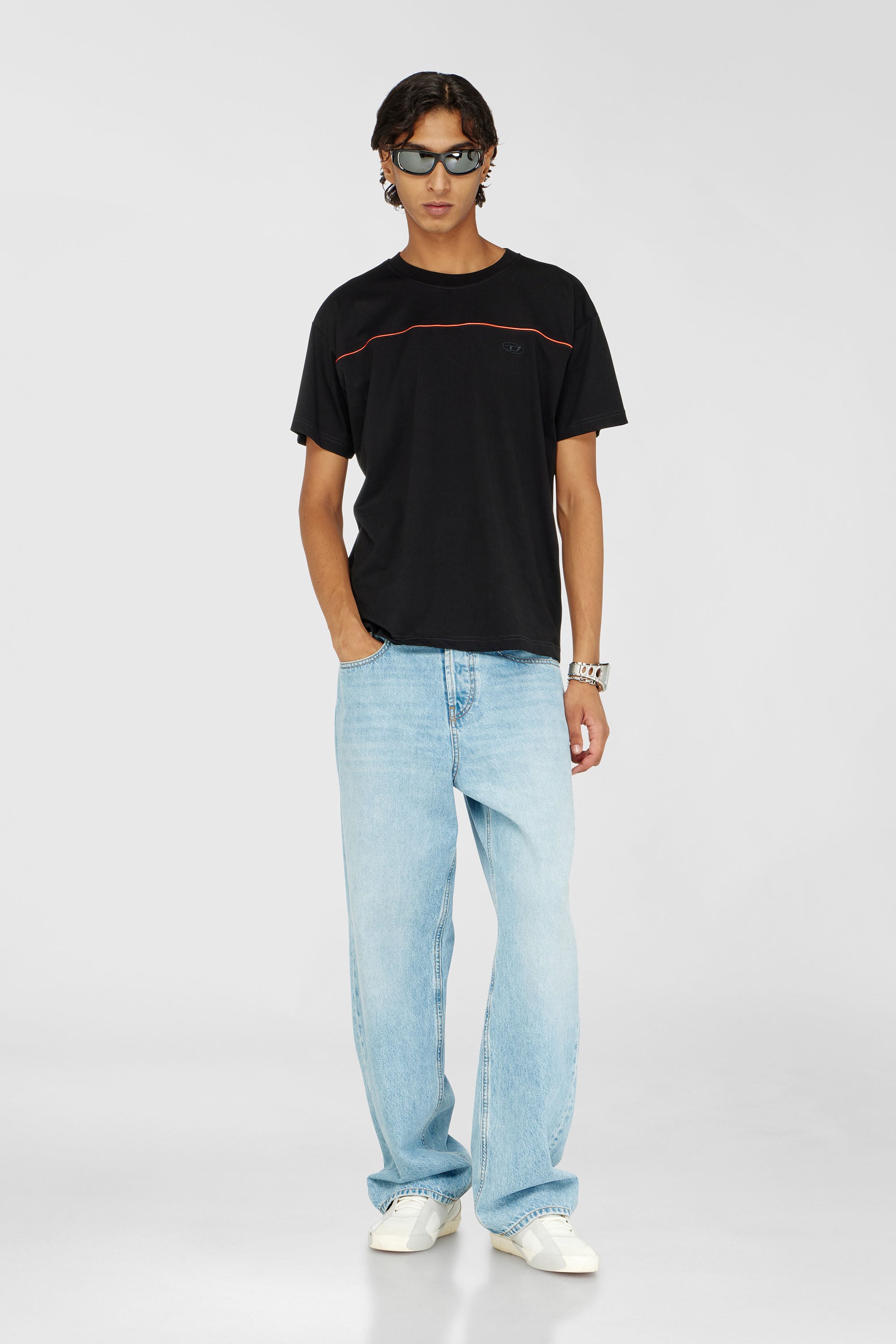 Diesel - T-NORM-PIPING, Man's T-shirt with contrast piping in Black - 1