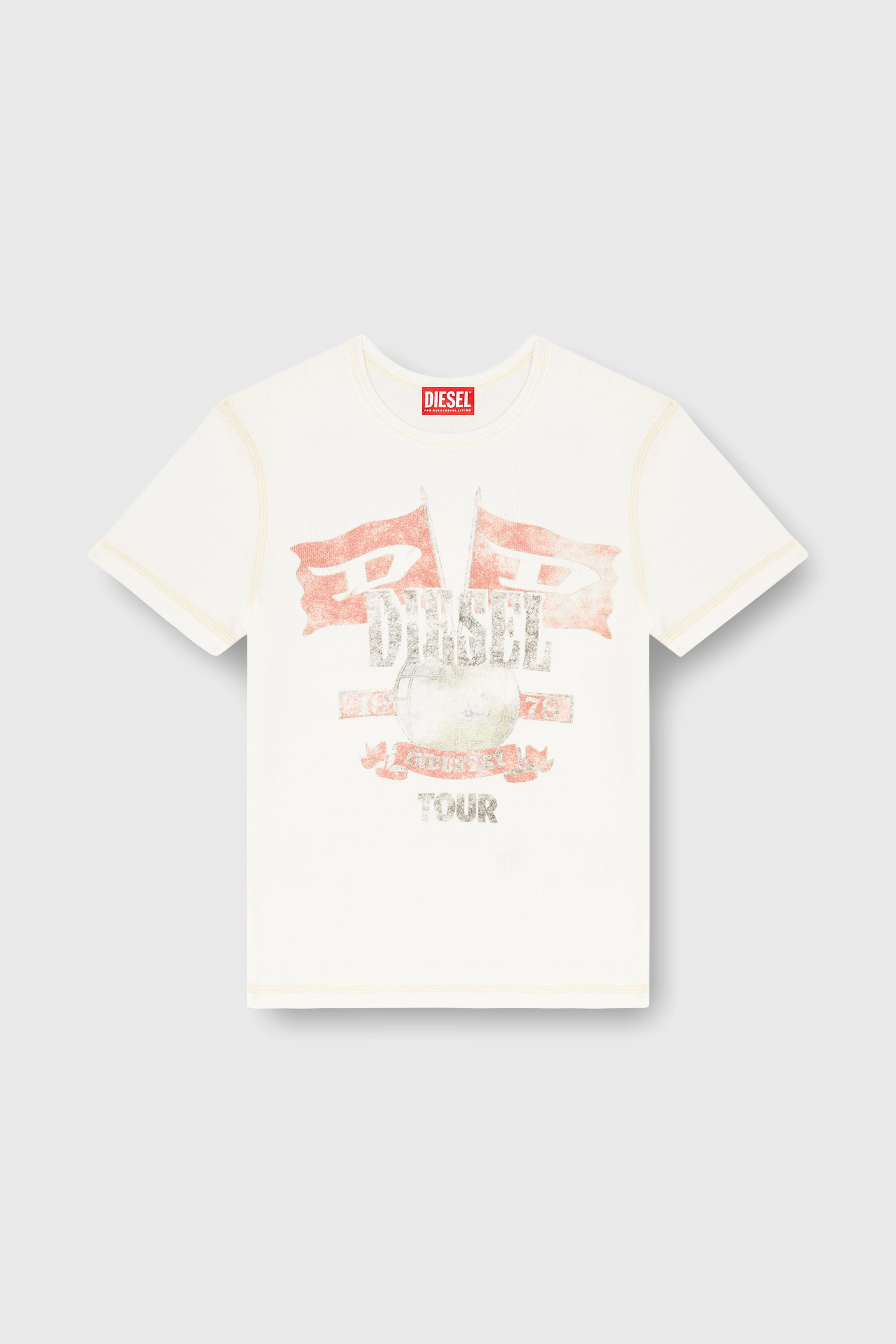 Diesel - T-MARSY-RIB, Woman's Ribbed T-shirt with concert graphics in null - 2