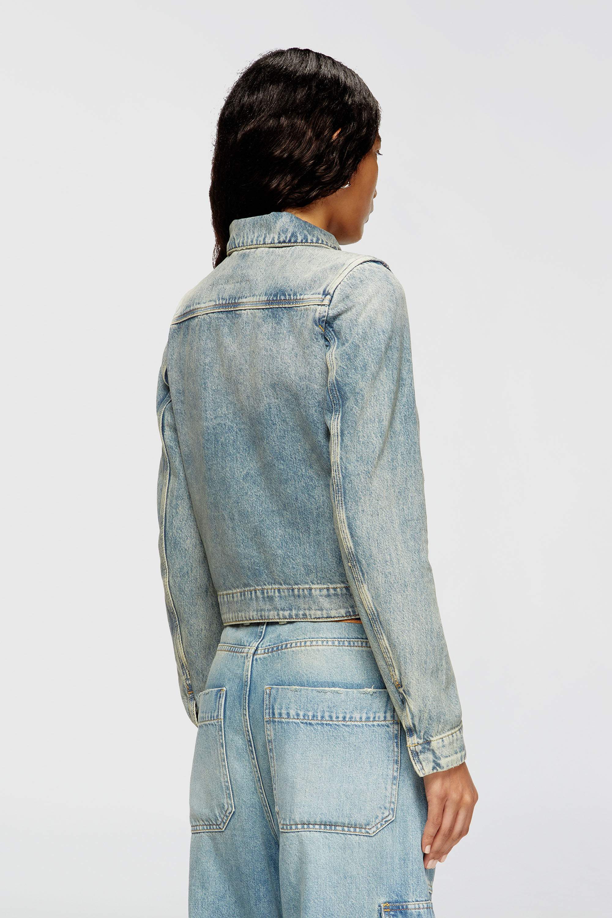 Diesel - DE-CORB, Woman's Jacket in dirt-effect fluid denim in Light Blue - 4