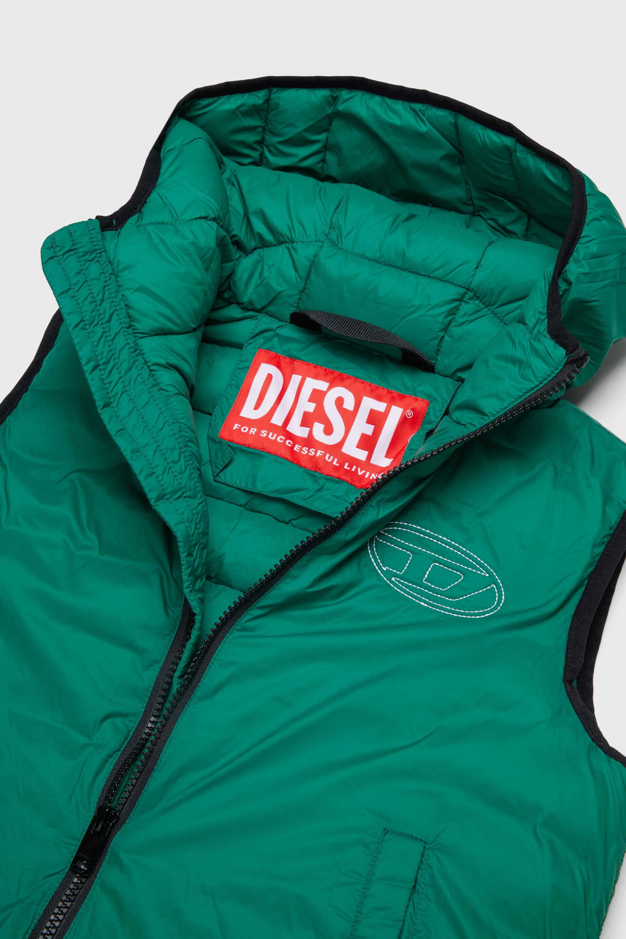 Diesel - JOSIP, Unisex's Hooded vest in padded nylon in Green - 3