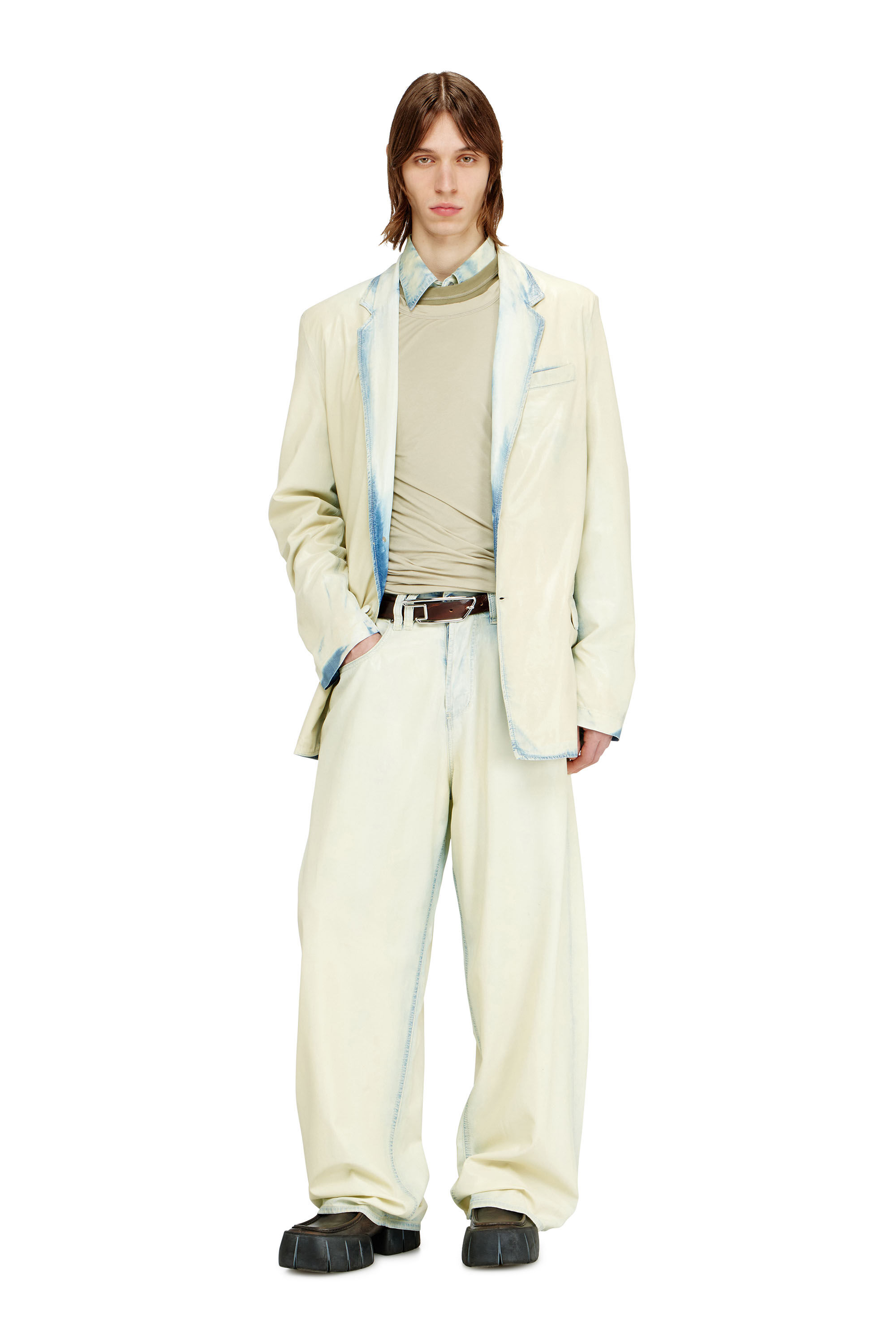 Diesel - D-NIVALE-FSI, Man's Blazer in fluid X-Ray bleach denim in null - 1