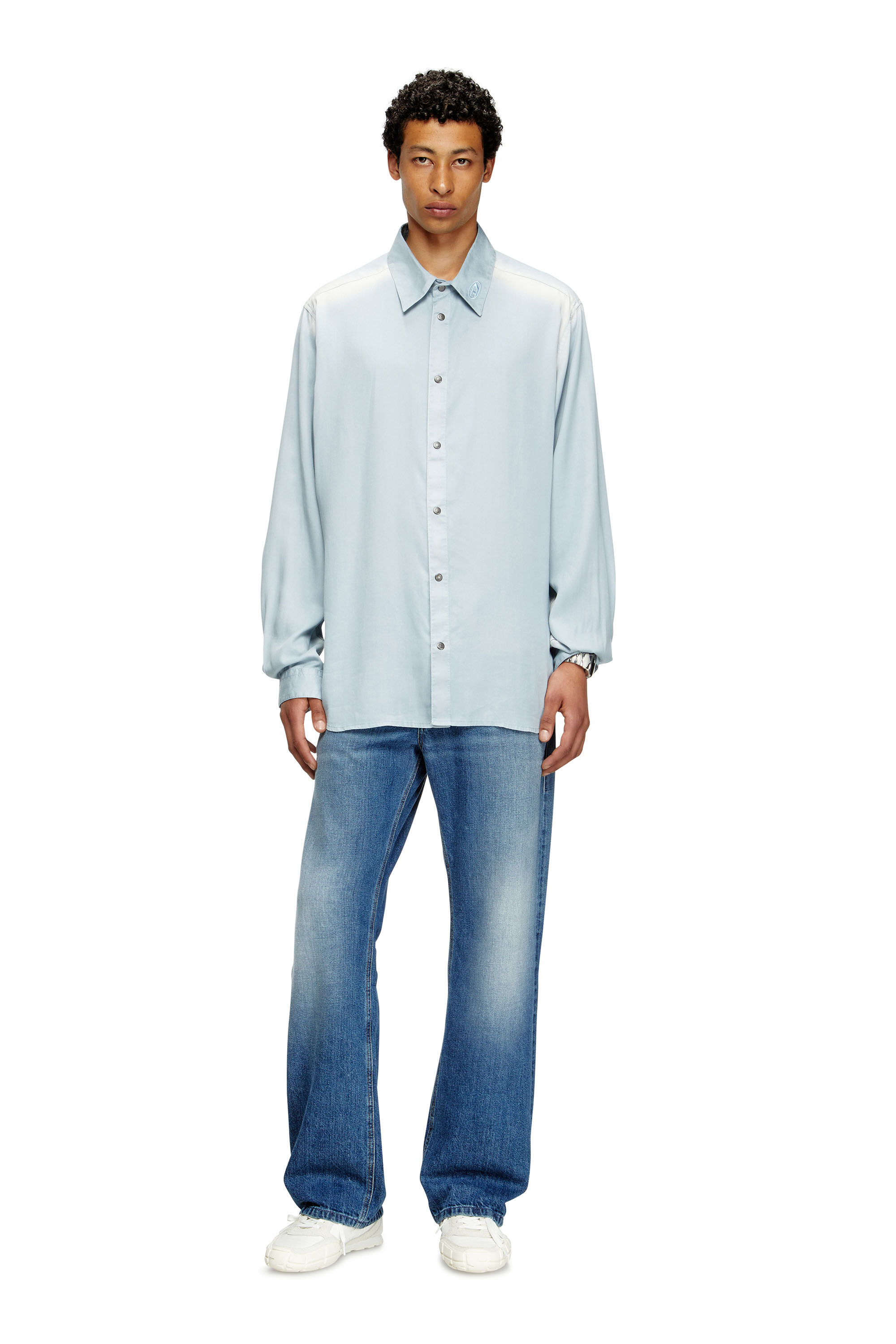Diesel - S-SIMPLY-JLCI, Man's Shirt in faded twill in Light Blue - 3