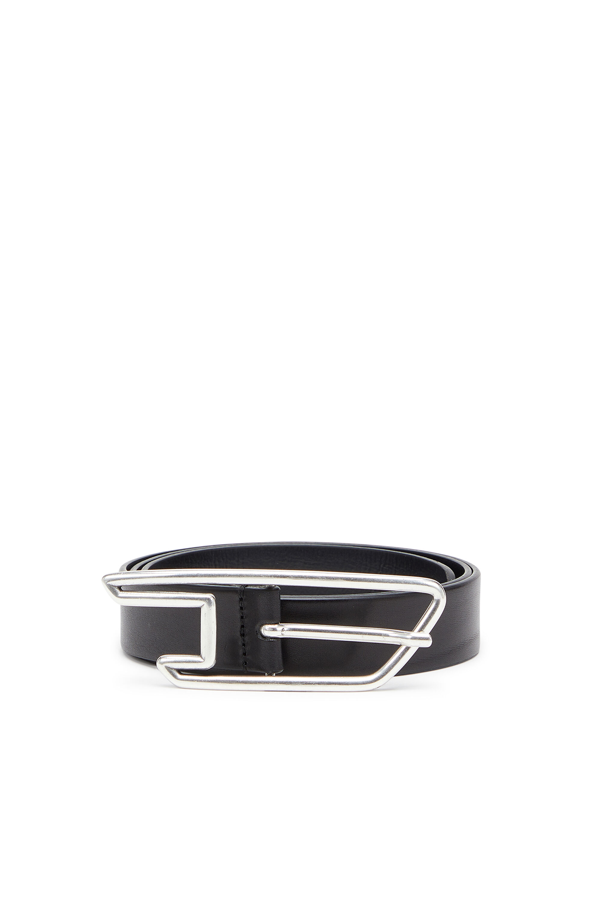 Diesel - B-D LINE 30, Unisex's 3cm leather belt with D-logo buckle in Black - 1