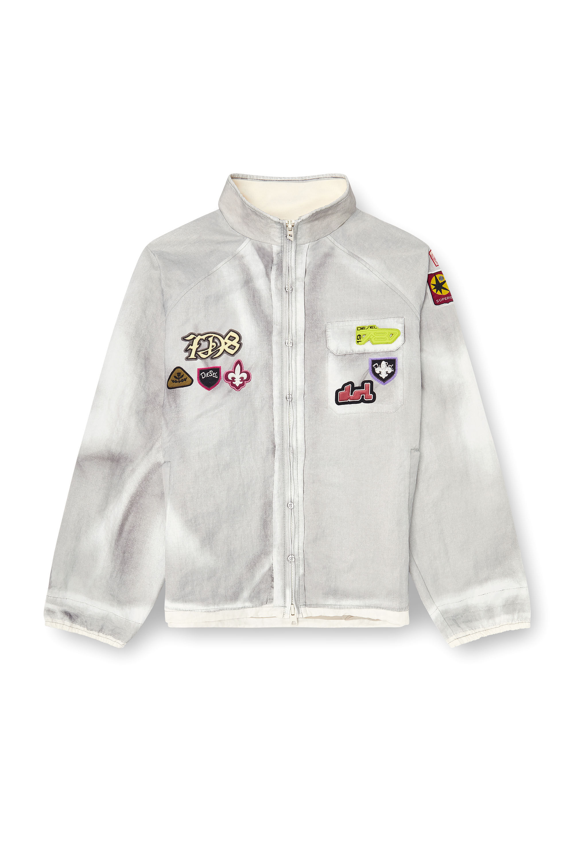 Diesel - J-PATCH, Man's Windbreaker with trompe l&rsquo;oeil patches in null - 2