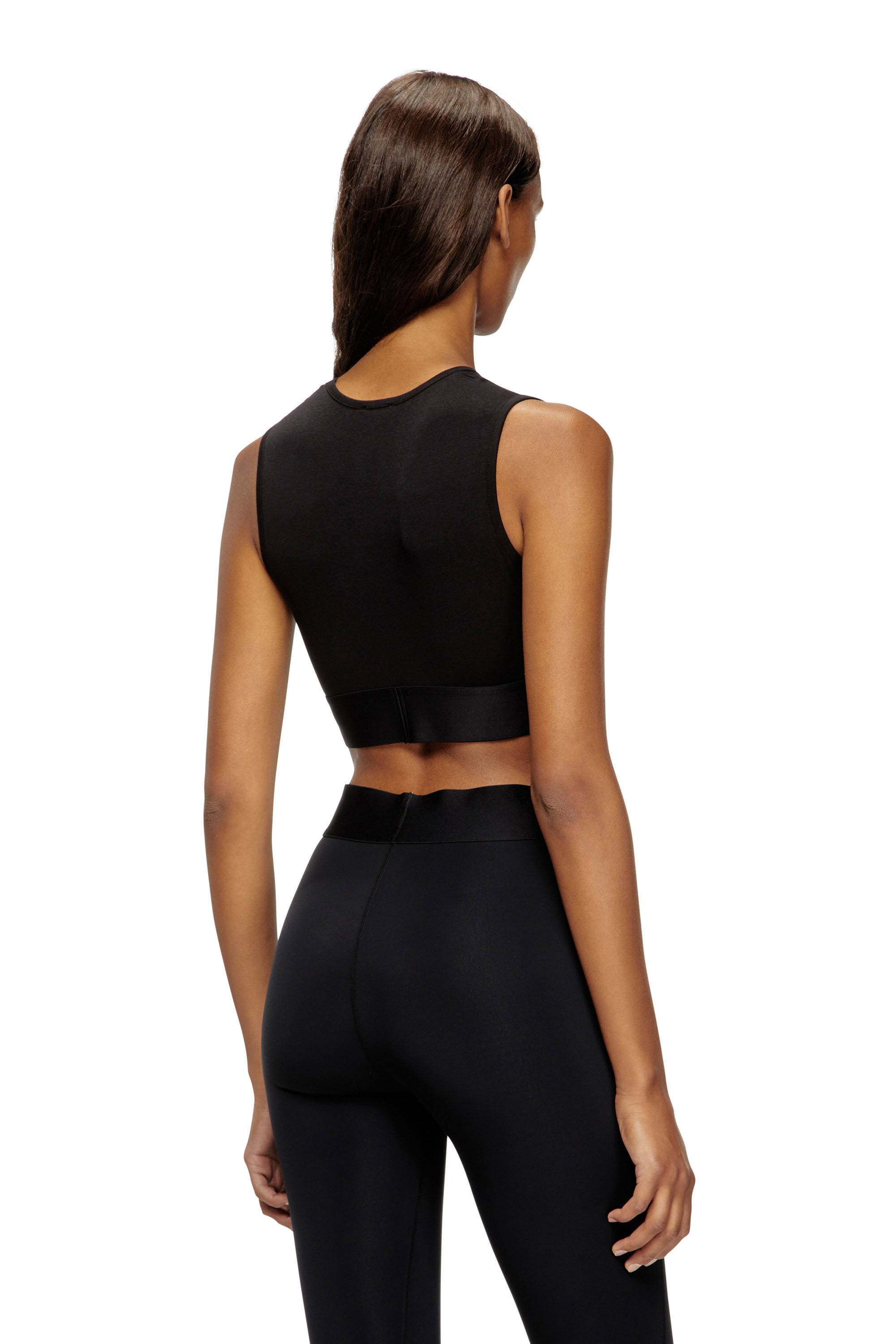Women's Cropped tank top with cut-off logo | Black | Diesel