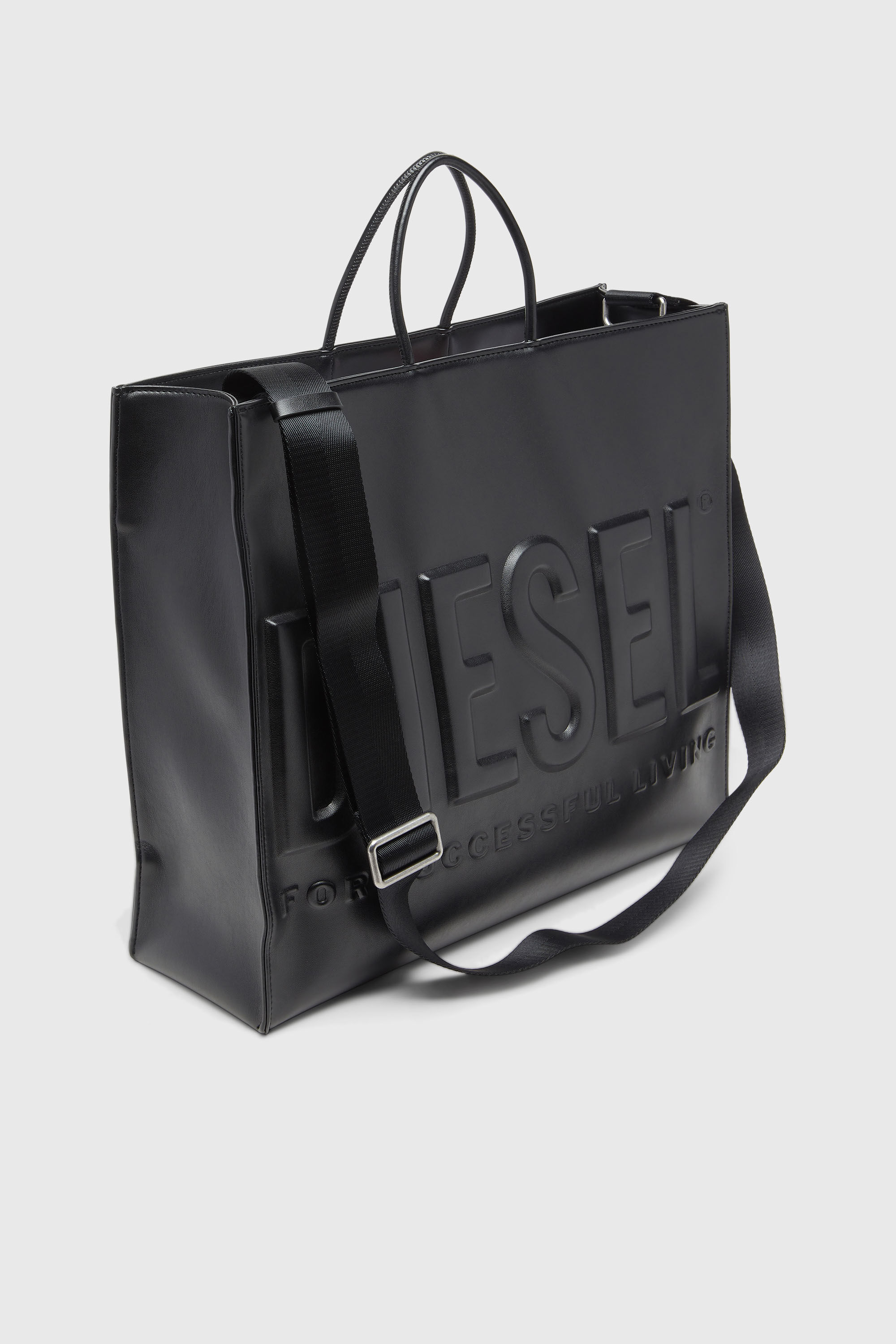 Women's Dsl 3D - Shopping bag with embossed logo | Black | Diesel