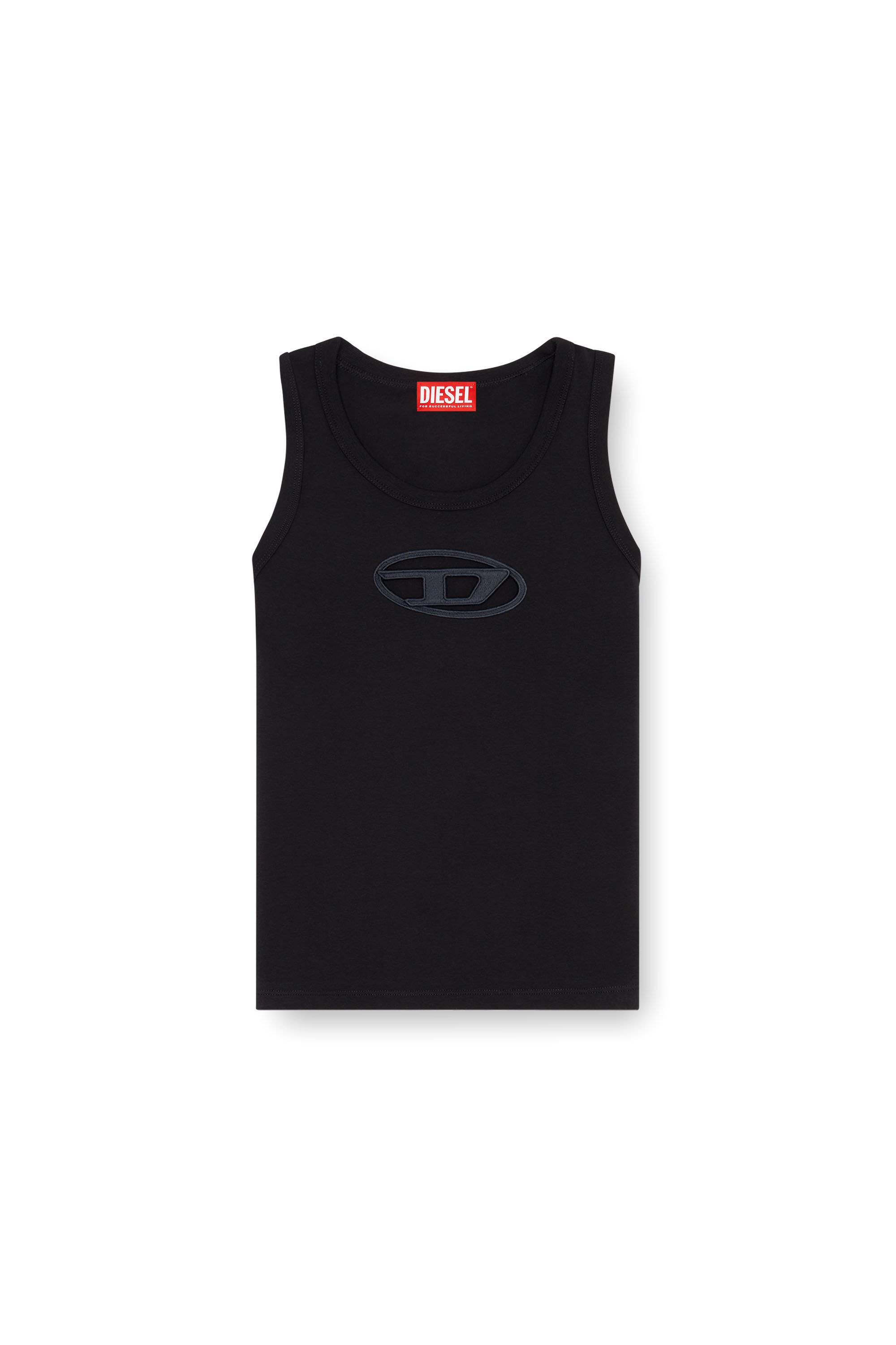 【関税&送料込】Diesel Tops With Logo Women's Knit tube top with cut-out logo | Black | Diesel