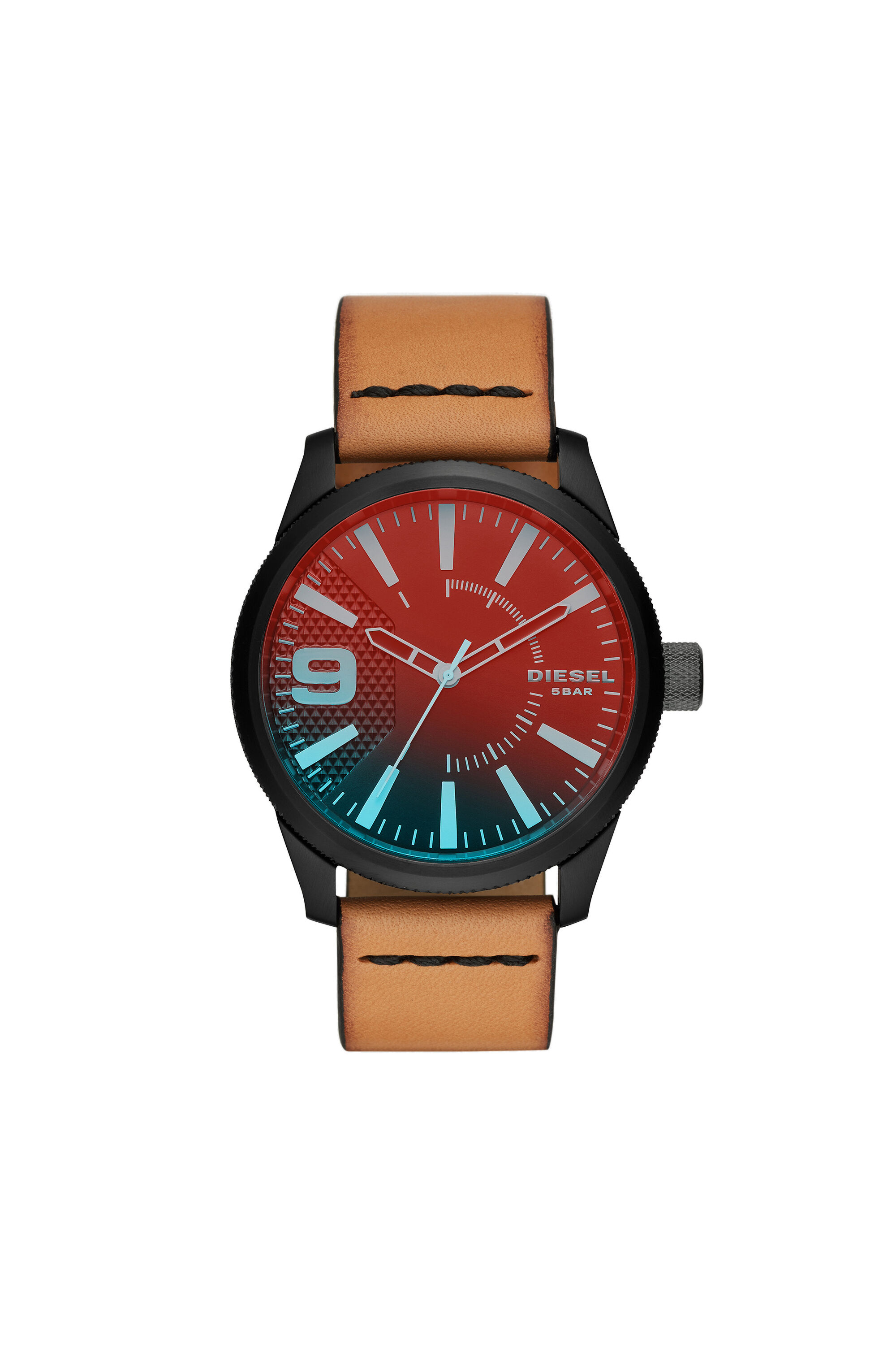 DZ1860 Man: Rasp Nsbb brown watch w/iridescent lens, 46 mm | Diesel