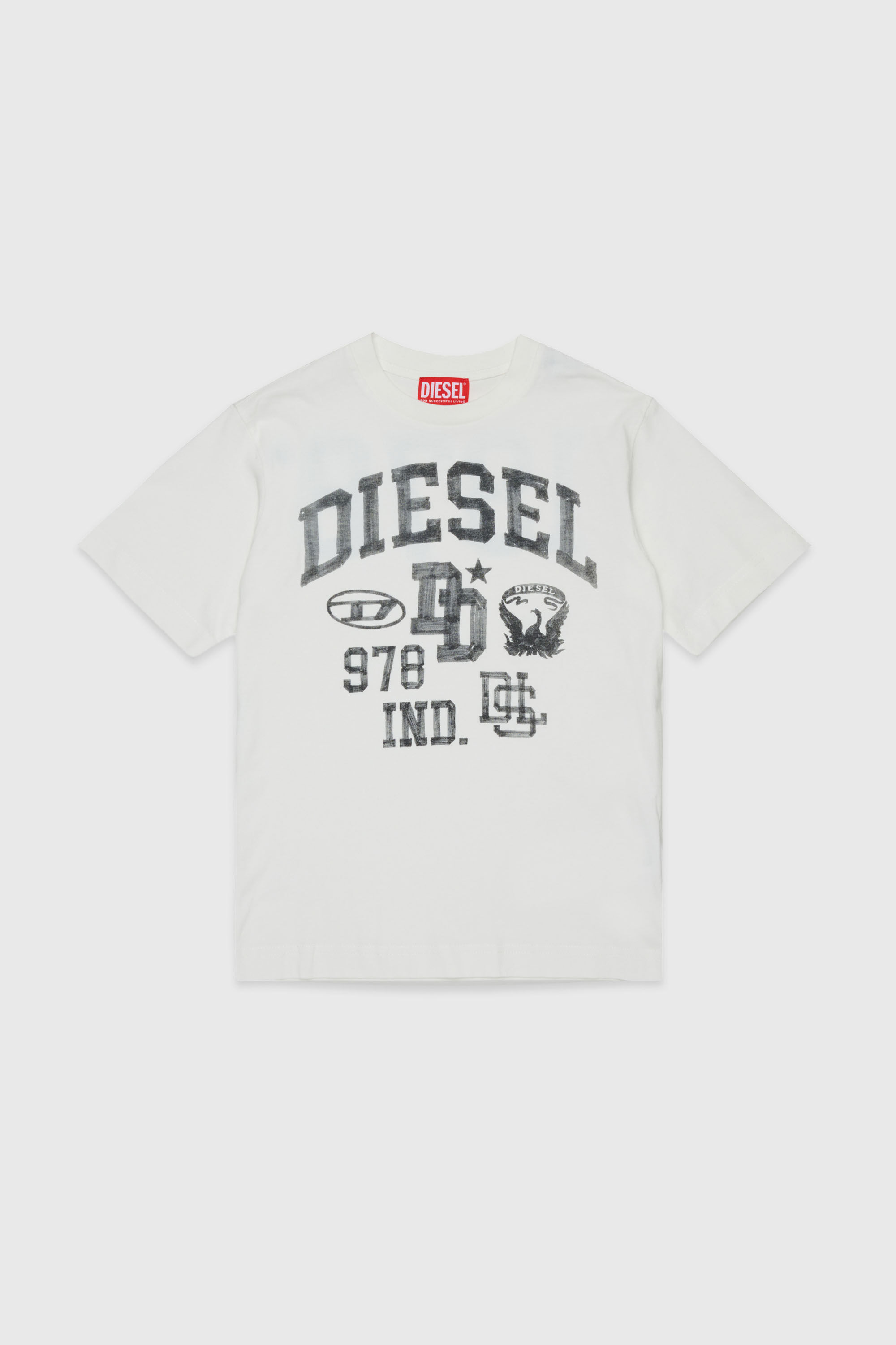 Diesel - TBAND OVER, Man's Cotton T-shirt with varsity graphics in White - 1