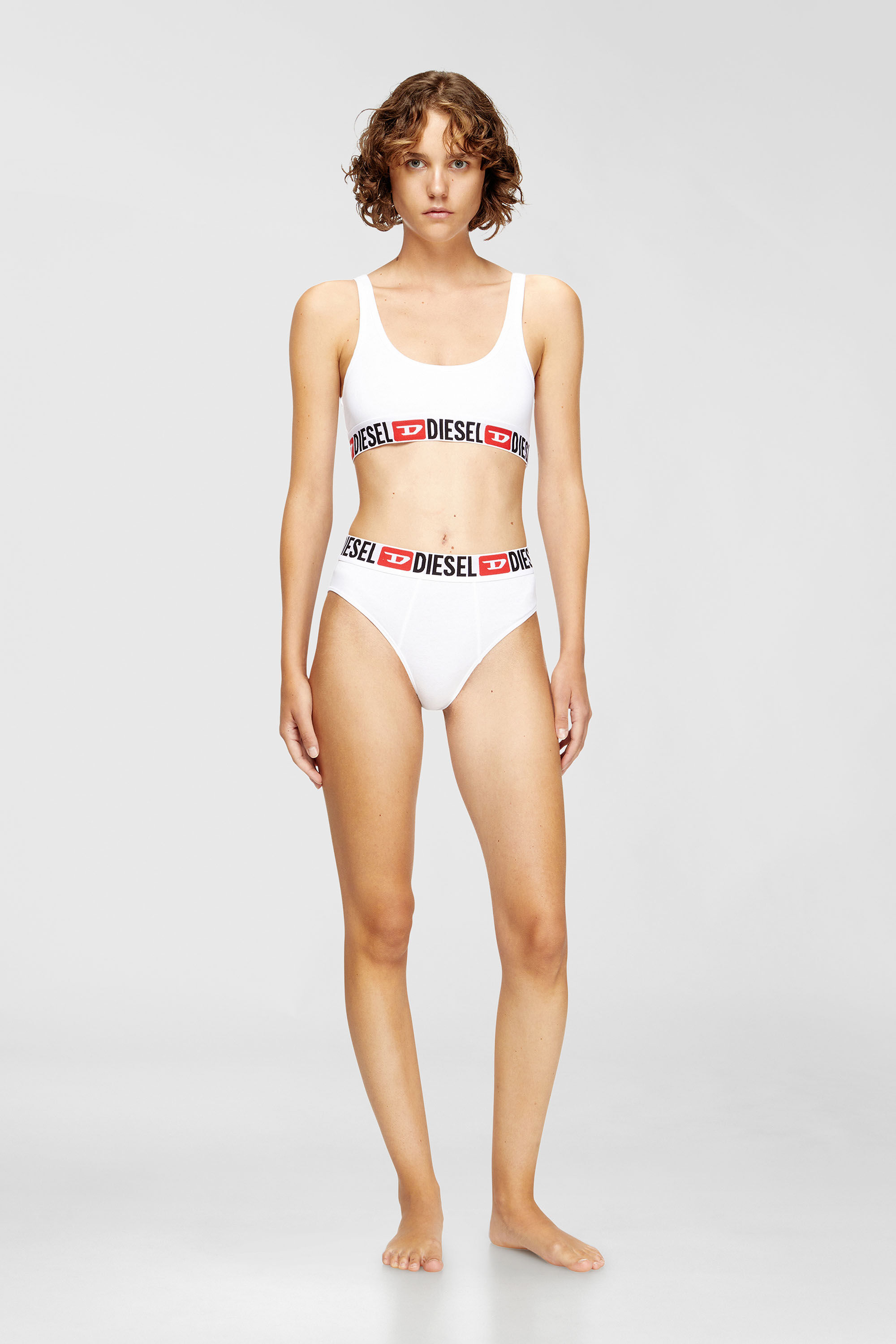 Diesel - UFSB-ORIBA, Woman's Cotton bralette with logo in White - 1