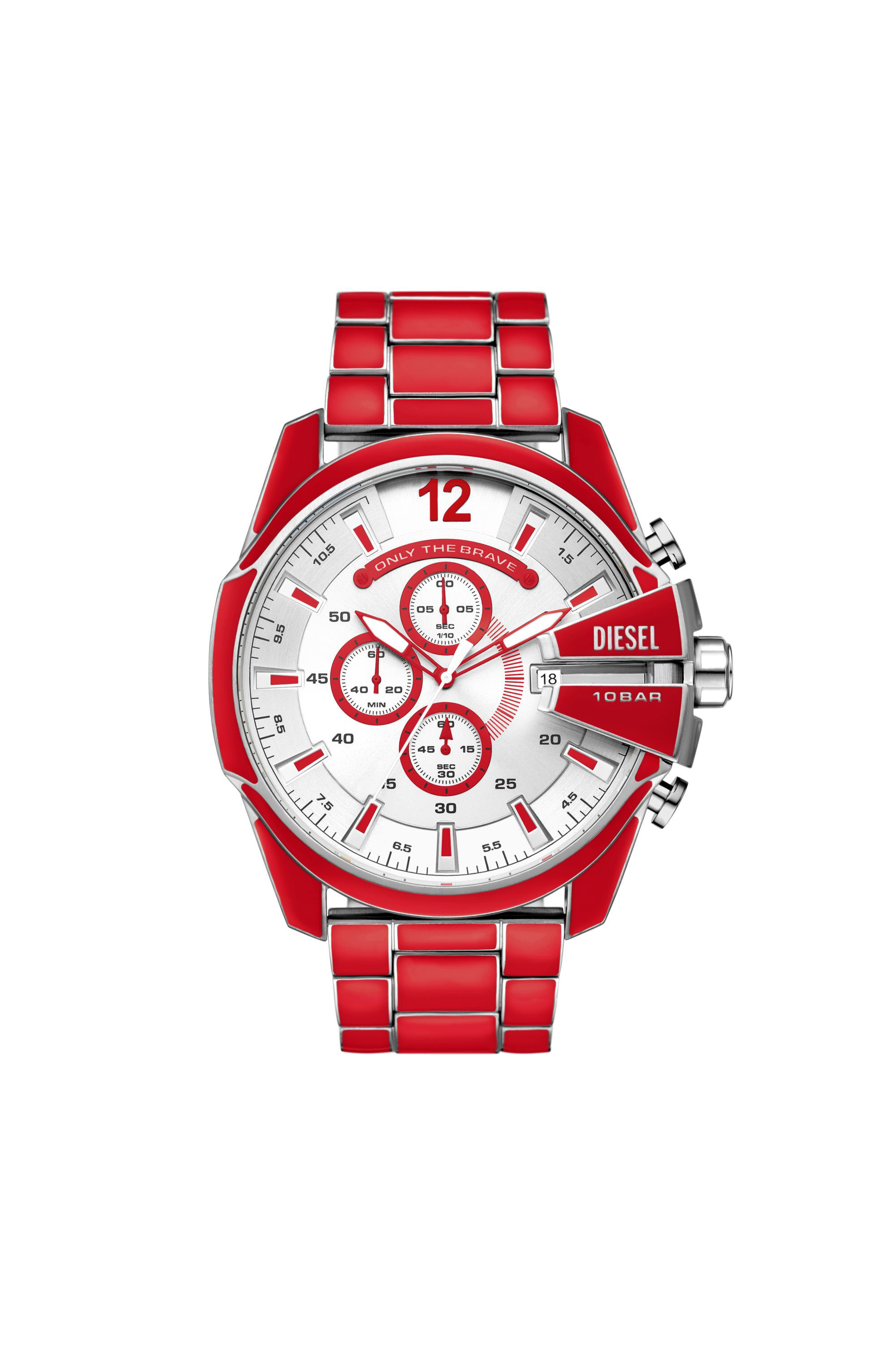Men's Mega Chief red enamel and stainless steel watch | DZ4638 Diesel