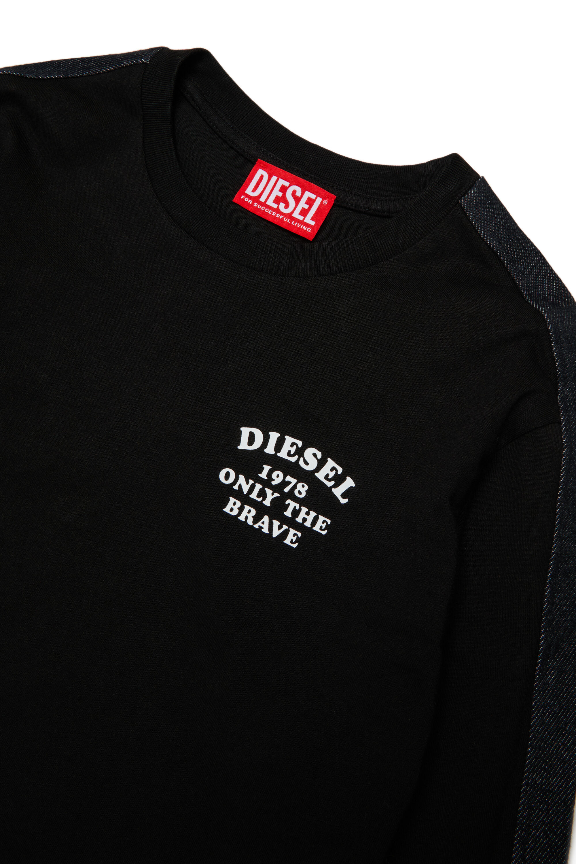 Diesel - TEAN OVER, Man's Long-sleeve T-shirt with logo and contrast bands in Black - 3