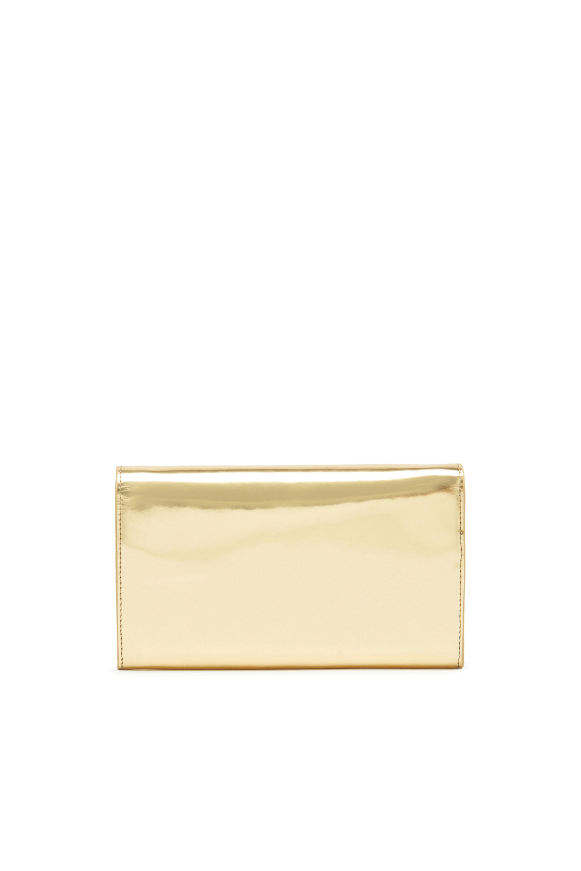 Diesel - LONG WALLET ZIP XXL, Woman Wallet purse in metallic leather in Oro - Image 2