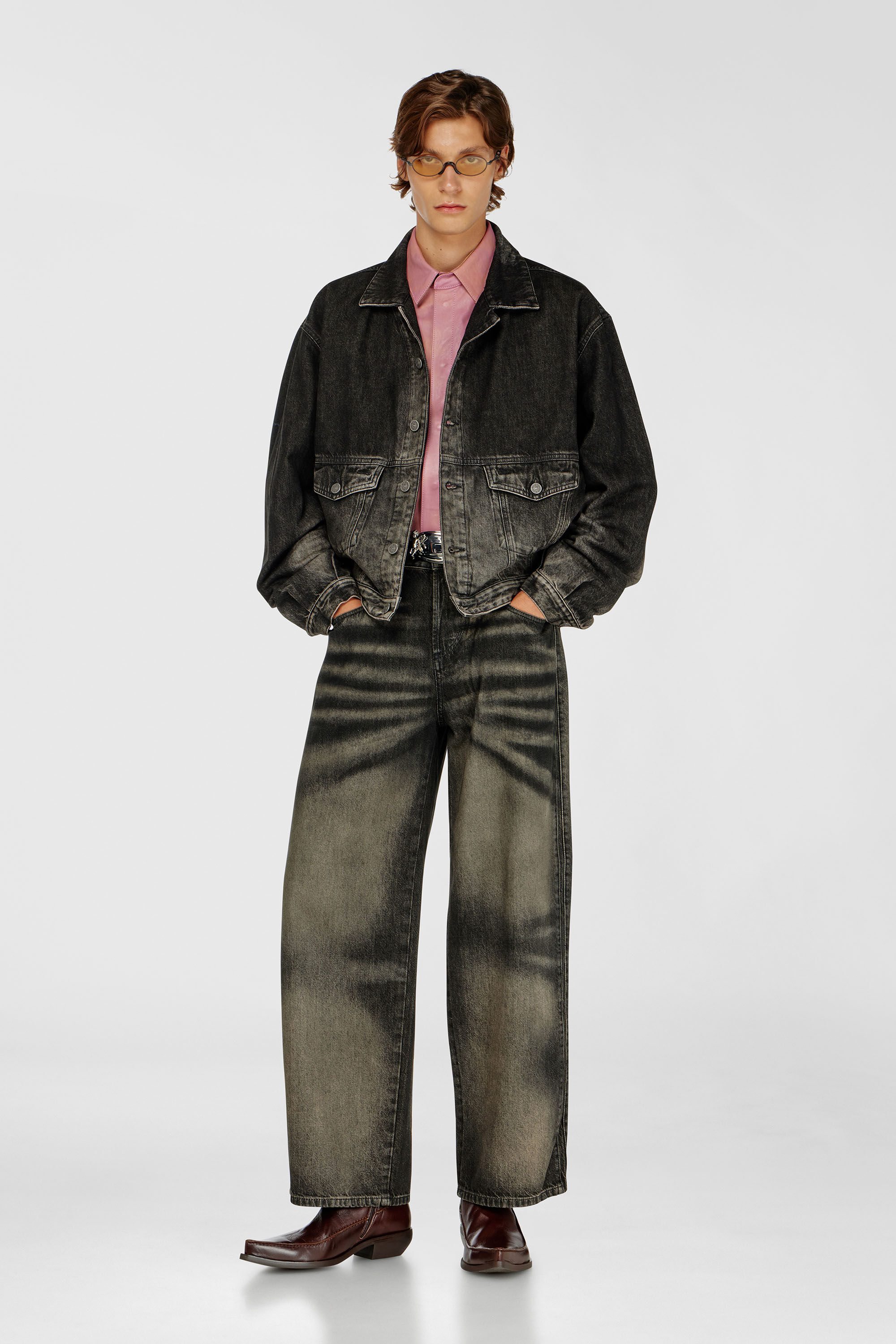 ジャケット・アウター feliex 26SS DENIM SHIRTS JACKET Men's Trucker jacket in dirty-effect denim | Black | Diesel BG