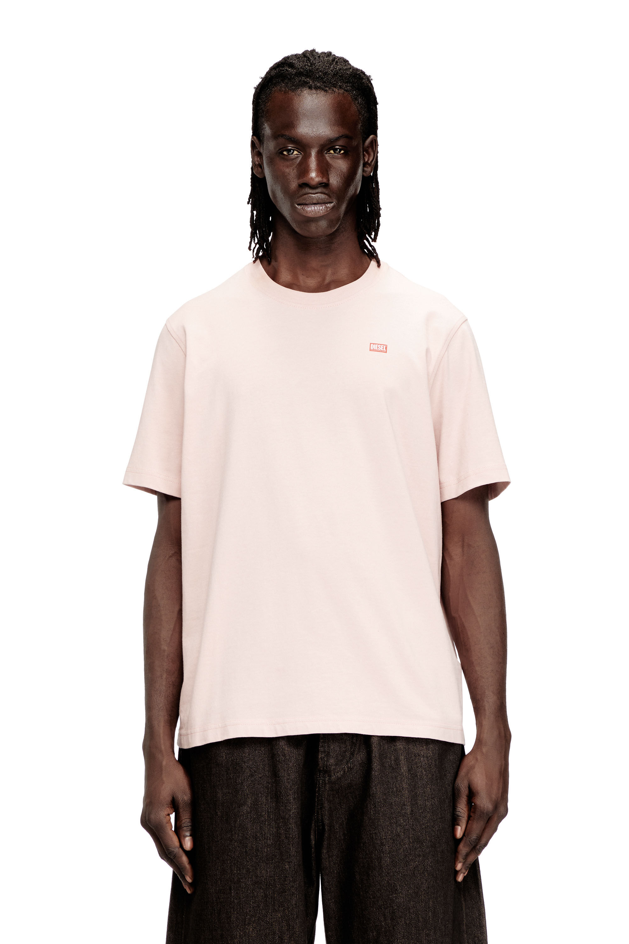 Men's Regular T-shirt with Diesel patch and photo print | Pink