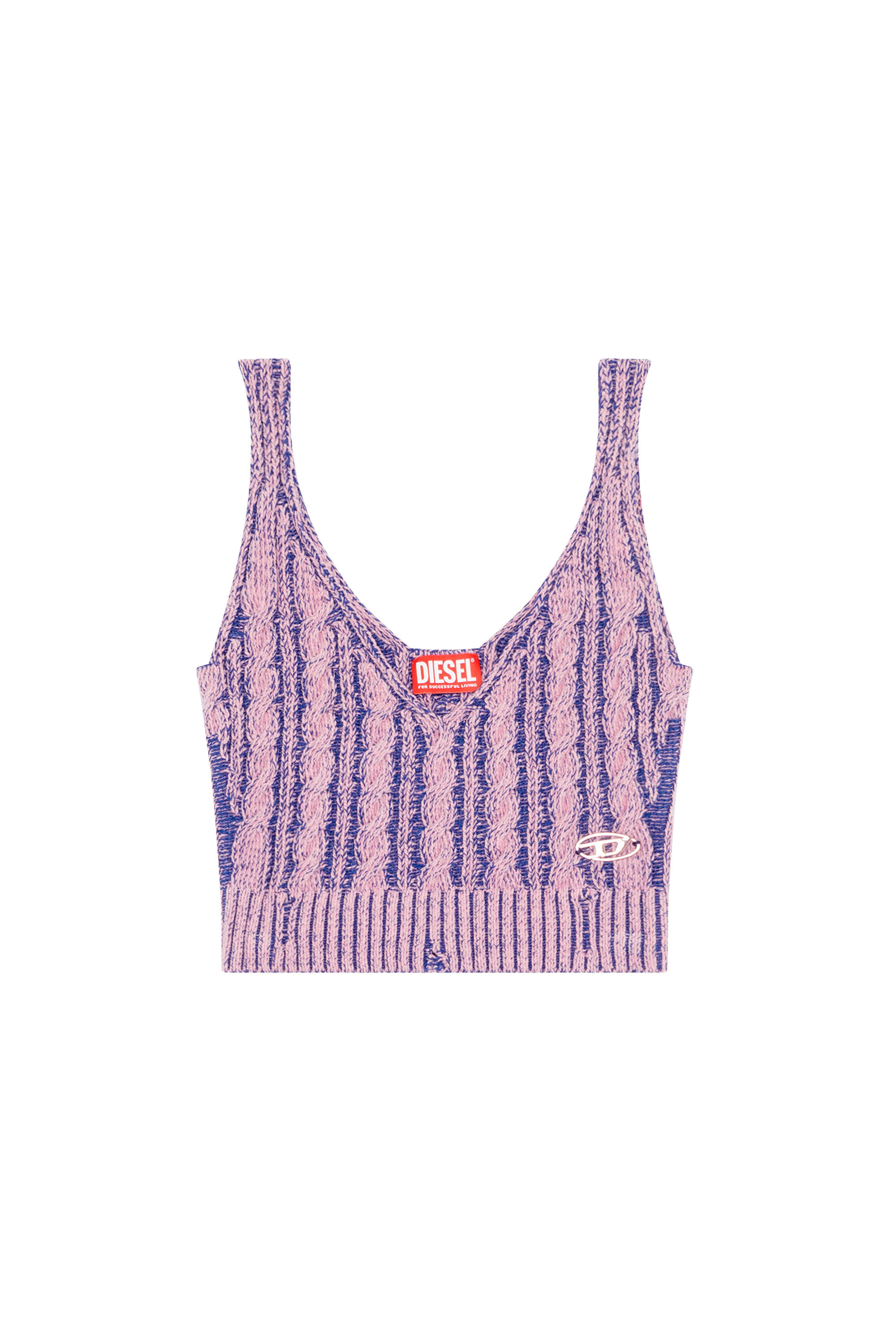 Diesel - M-MILOS, Woman's Crop top in cable-knit chenille in Lilac - 2