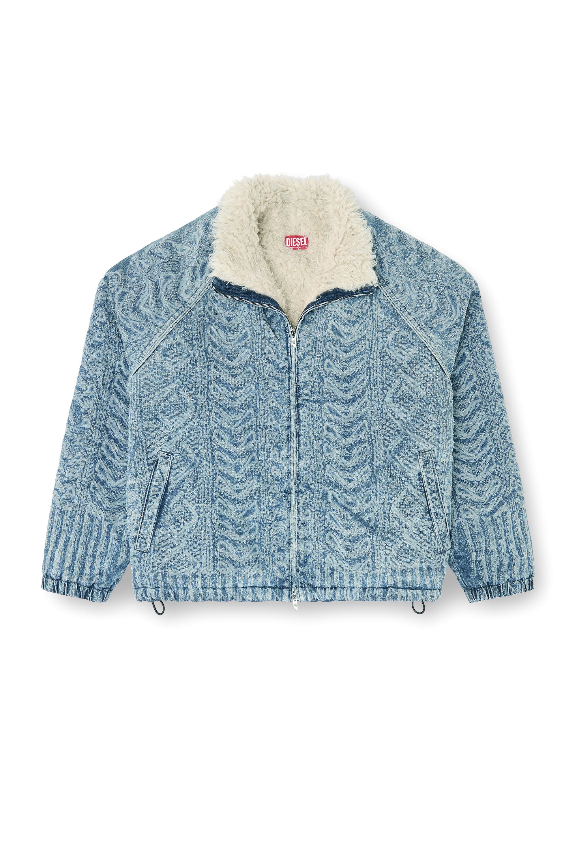 Diesel - D-KRAPS-S, Man's Jacket in cable-knit-effect denim in Dark Blue - 3