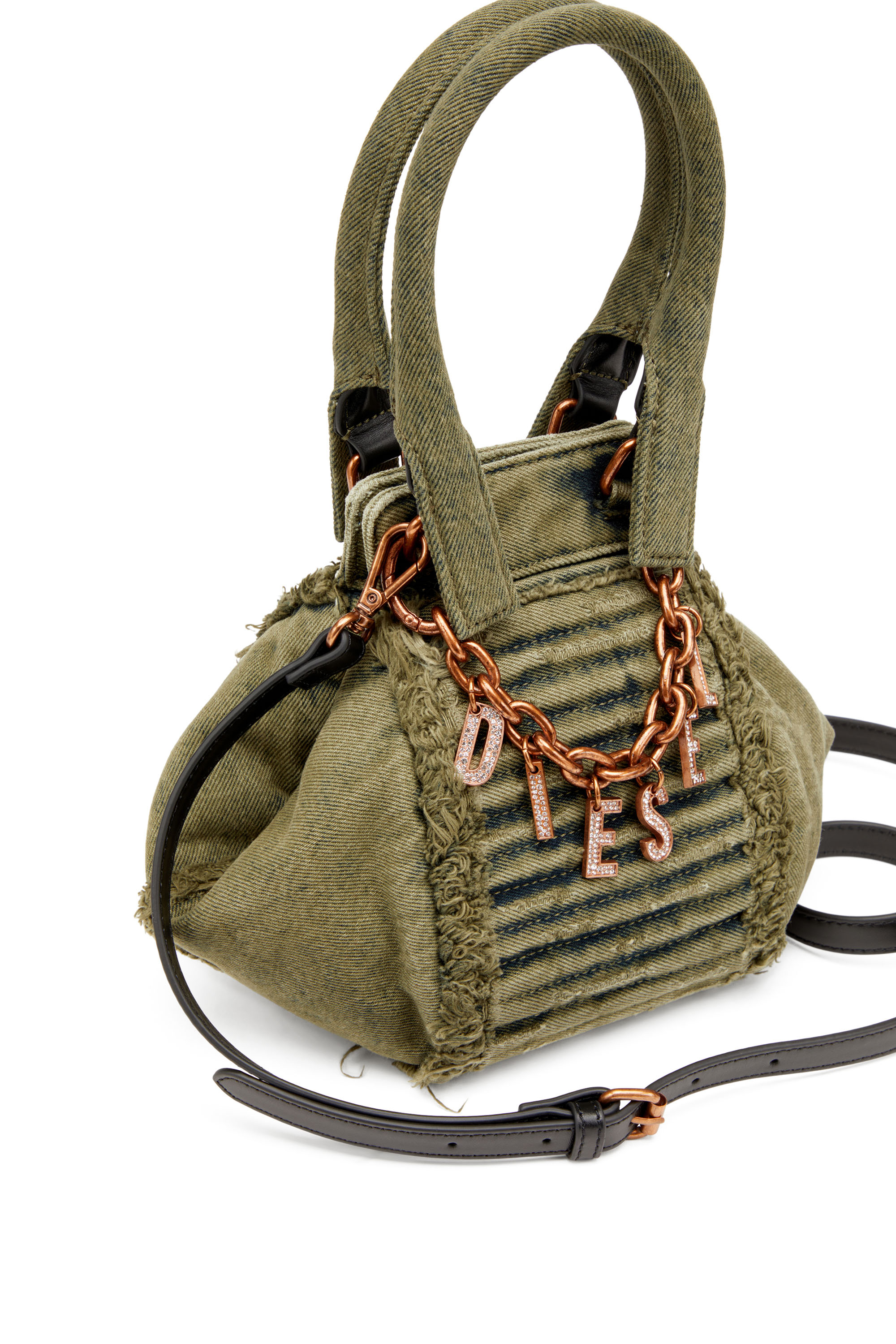 Diesel - D-VINA-XS, Woman's D-Vina-Xs-Handbag in distressed denim in Military Green - 5