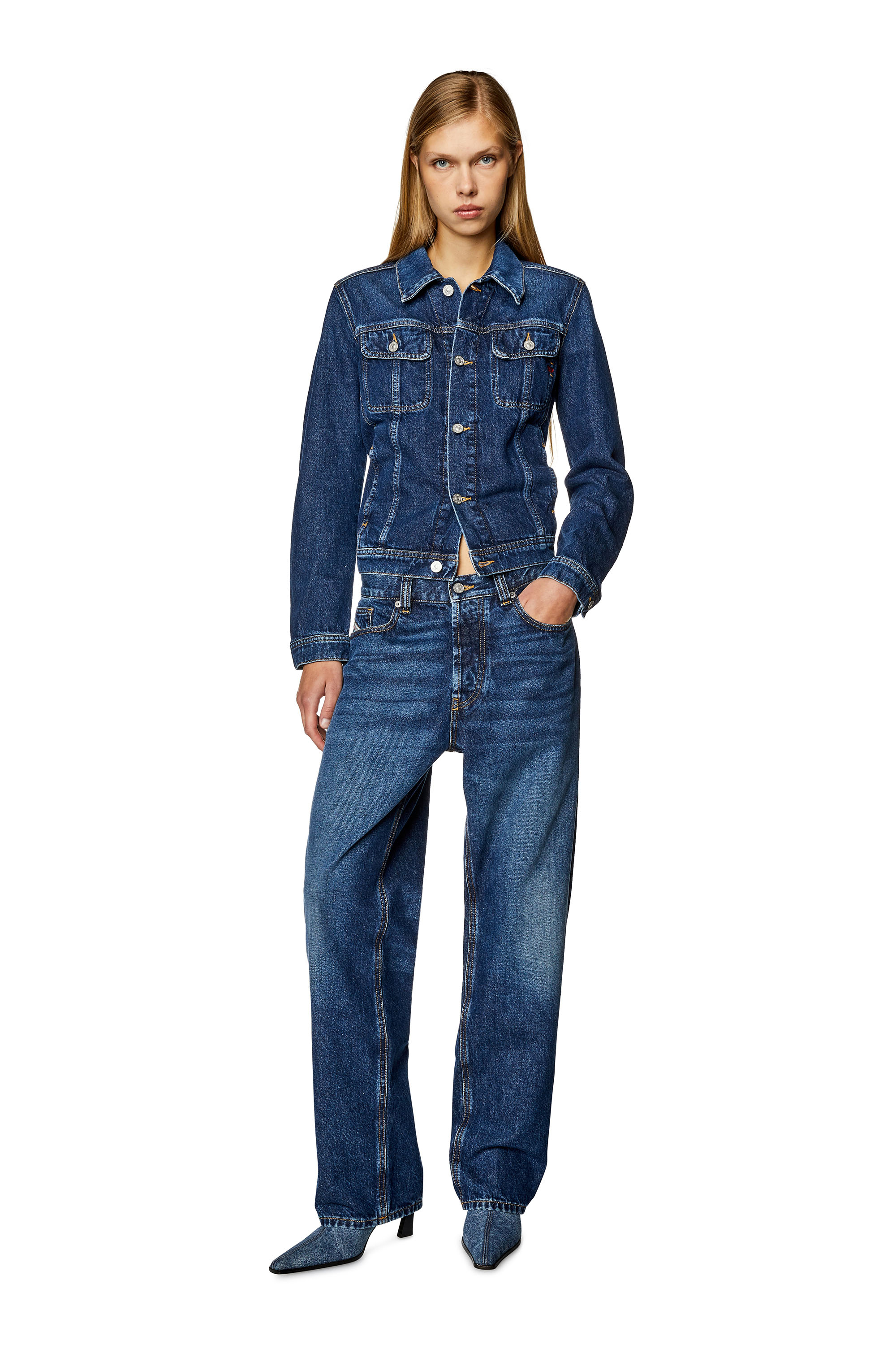 Diesel - DE-BONNY, Woman's Trucker jacket in denim in Dark Blue - 2