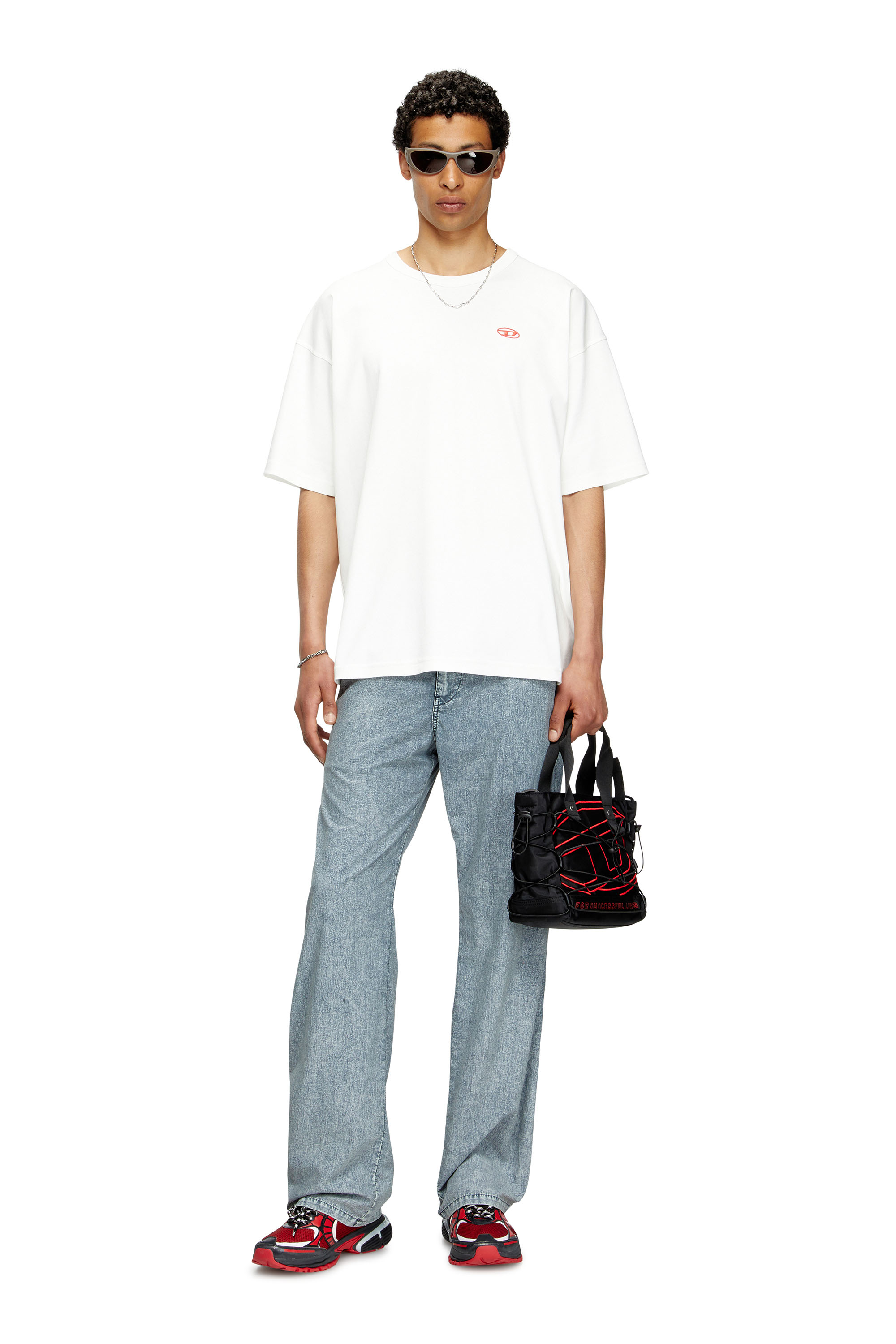 Diesel - T-BOXT-T6, Man's T-shirt with red Oval D in White - 2