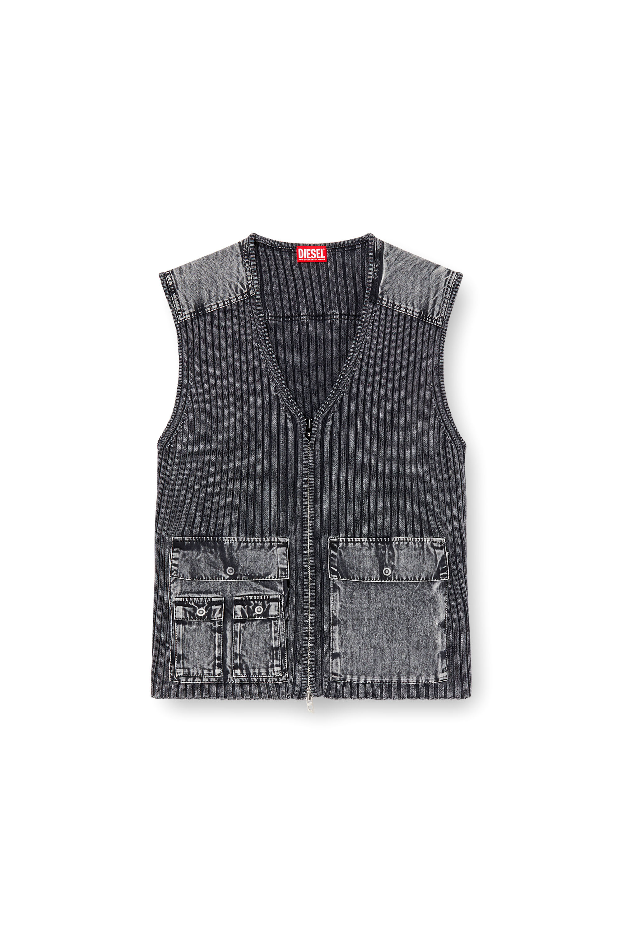 Diesel - K-MARGIE, Man's Utility vest with contrast panels in Dark grey - 6