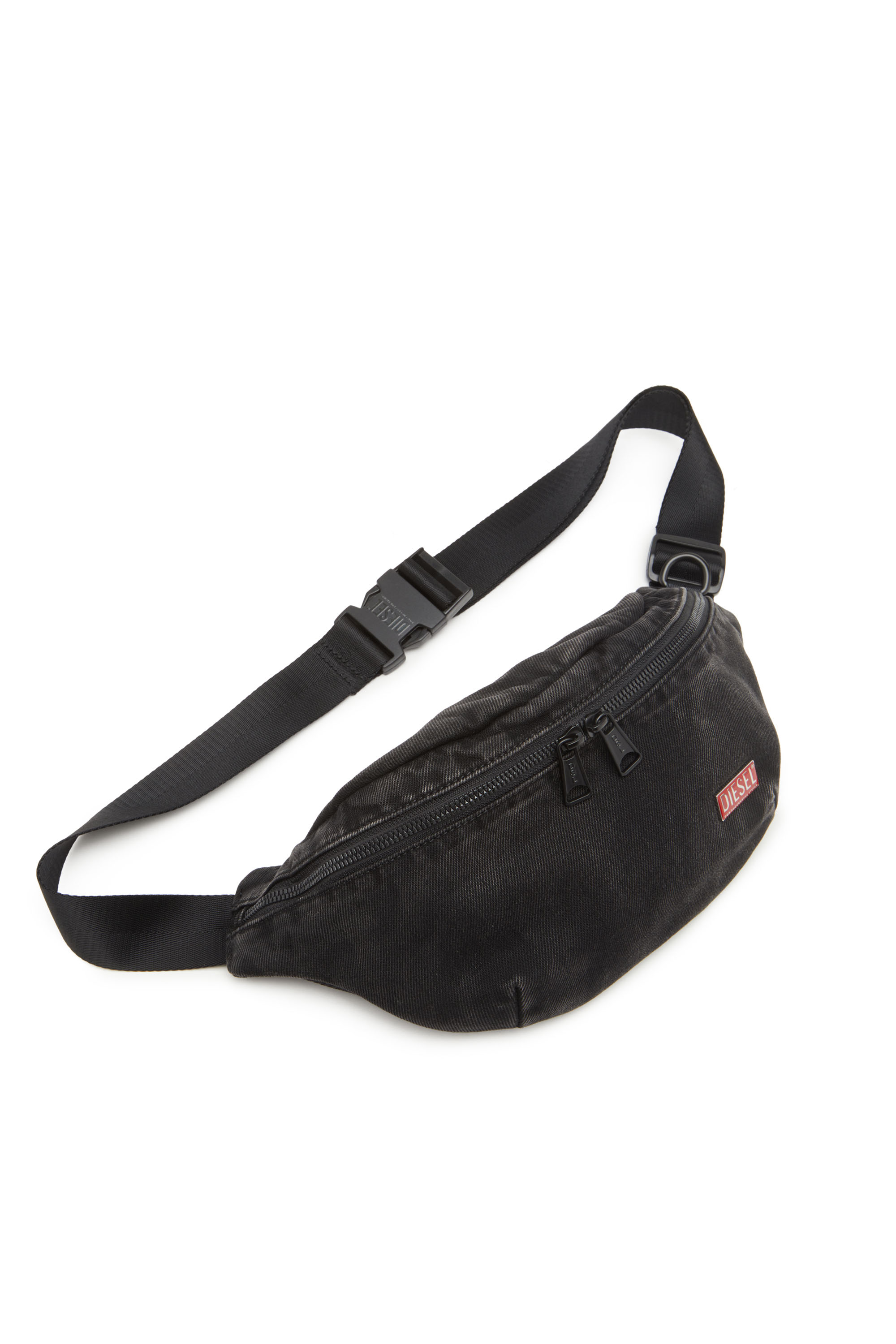 Diesel - UTLT BELTBAG, Man's Utlt Beltbag-Belt bag in cloudy-effect denim in Black - 5