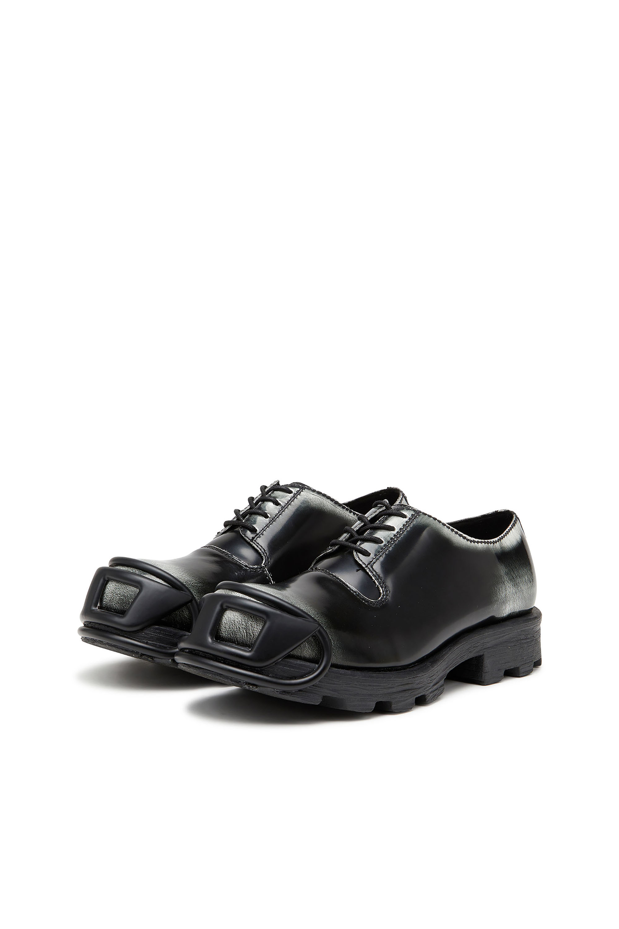 Diesel - D-HAMMER SO D, Man's D-Hammer-Derby shoes in shiny two-tone leather in Black/White - 8