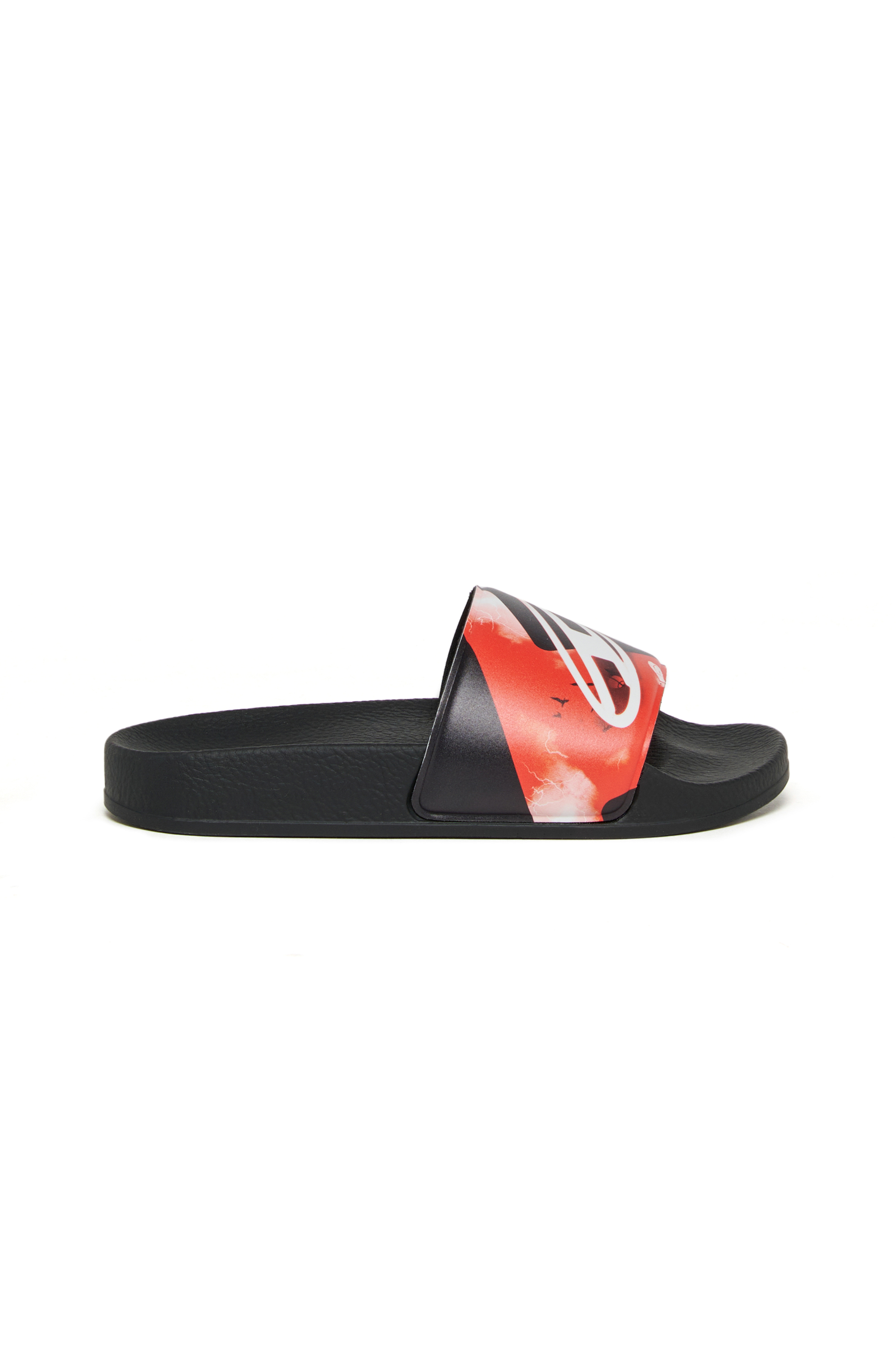 Diesel - SA-BWDIGF, Unisex's SA-BWDIGF-Slides with warped logo in Black - 1