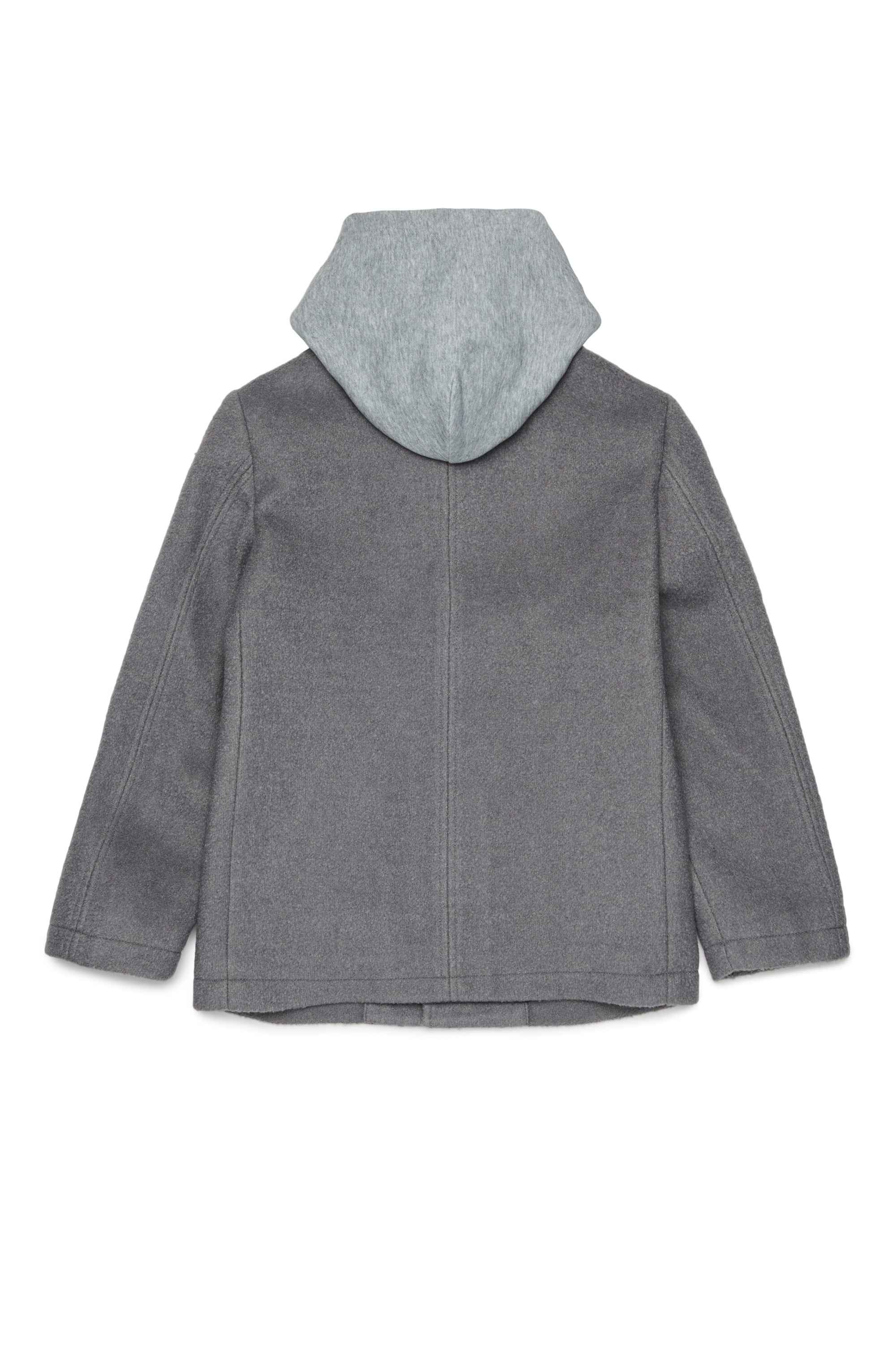 Diesel - JASTONEOUT, Man's Wool-blend coat with detachable hood in Dark grey - 2
