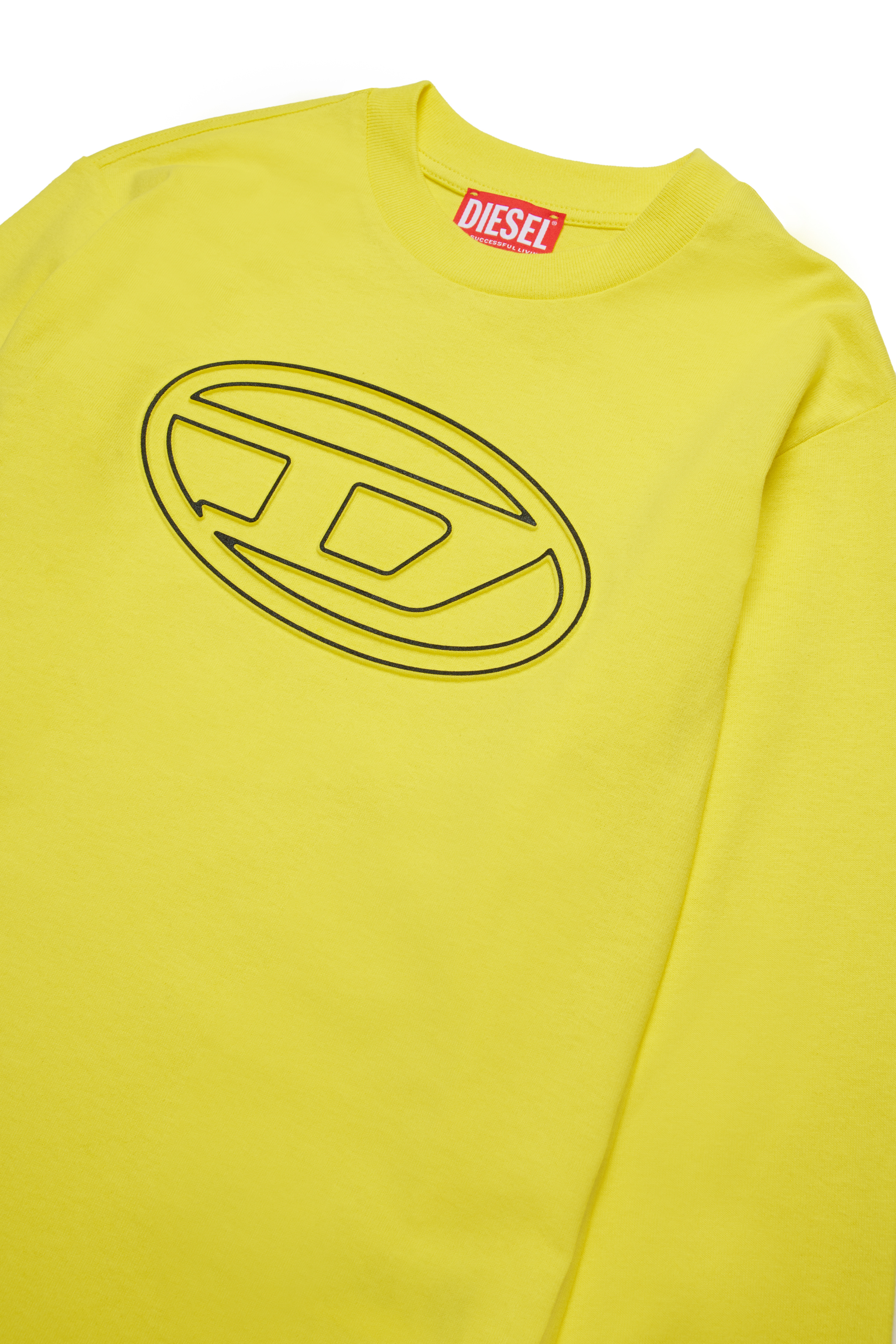 Diesel - TJUSTBIGOVALS OVER, Man's Long sleeved t-shirt with large oval D logo in Yellow - 3