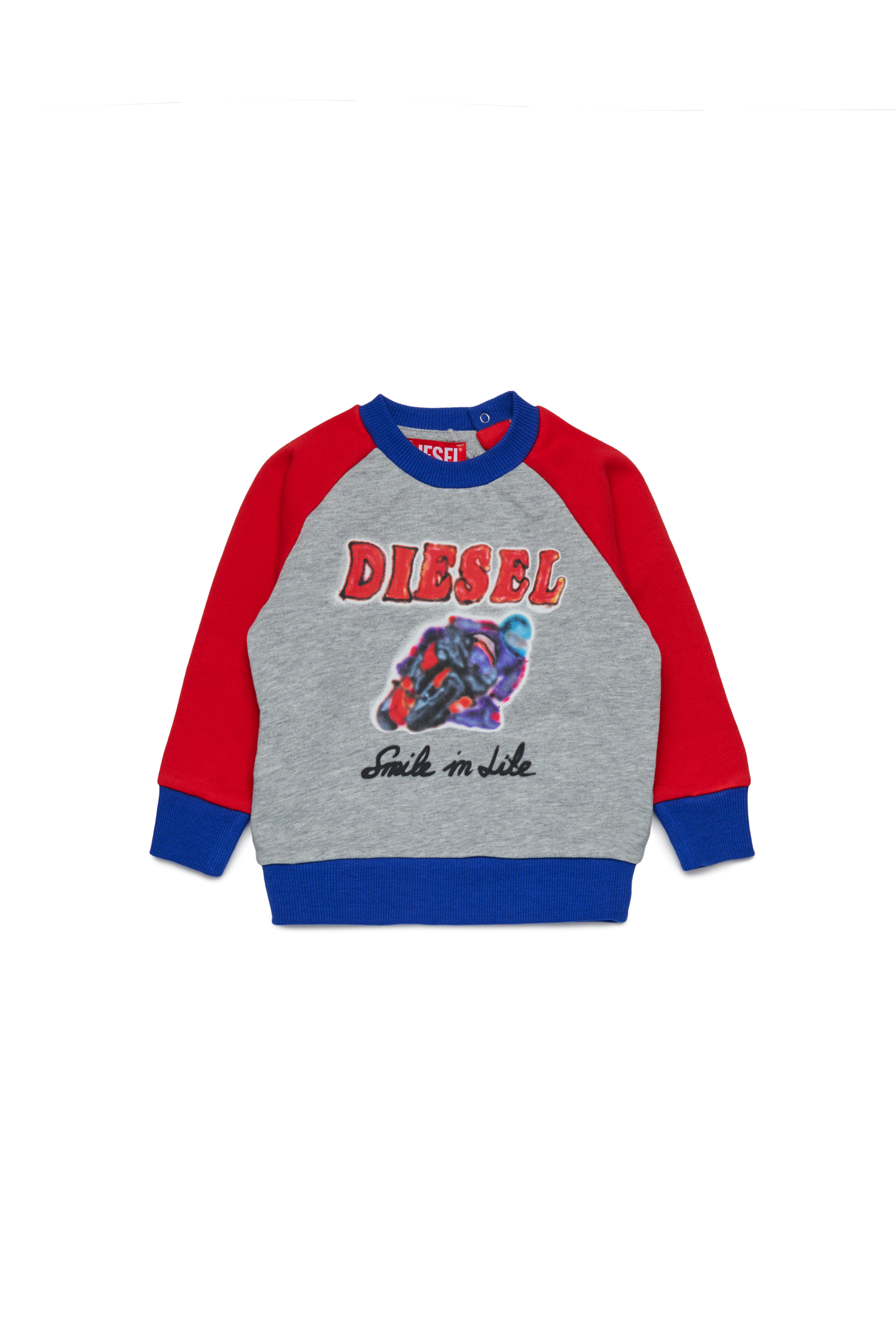 Diesel - SPOSBIB, Man's Cotton sweatshirt with graphic print in Grey/Blue - 1