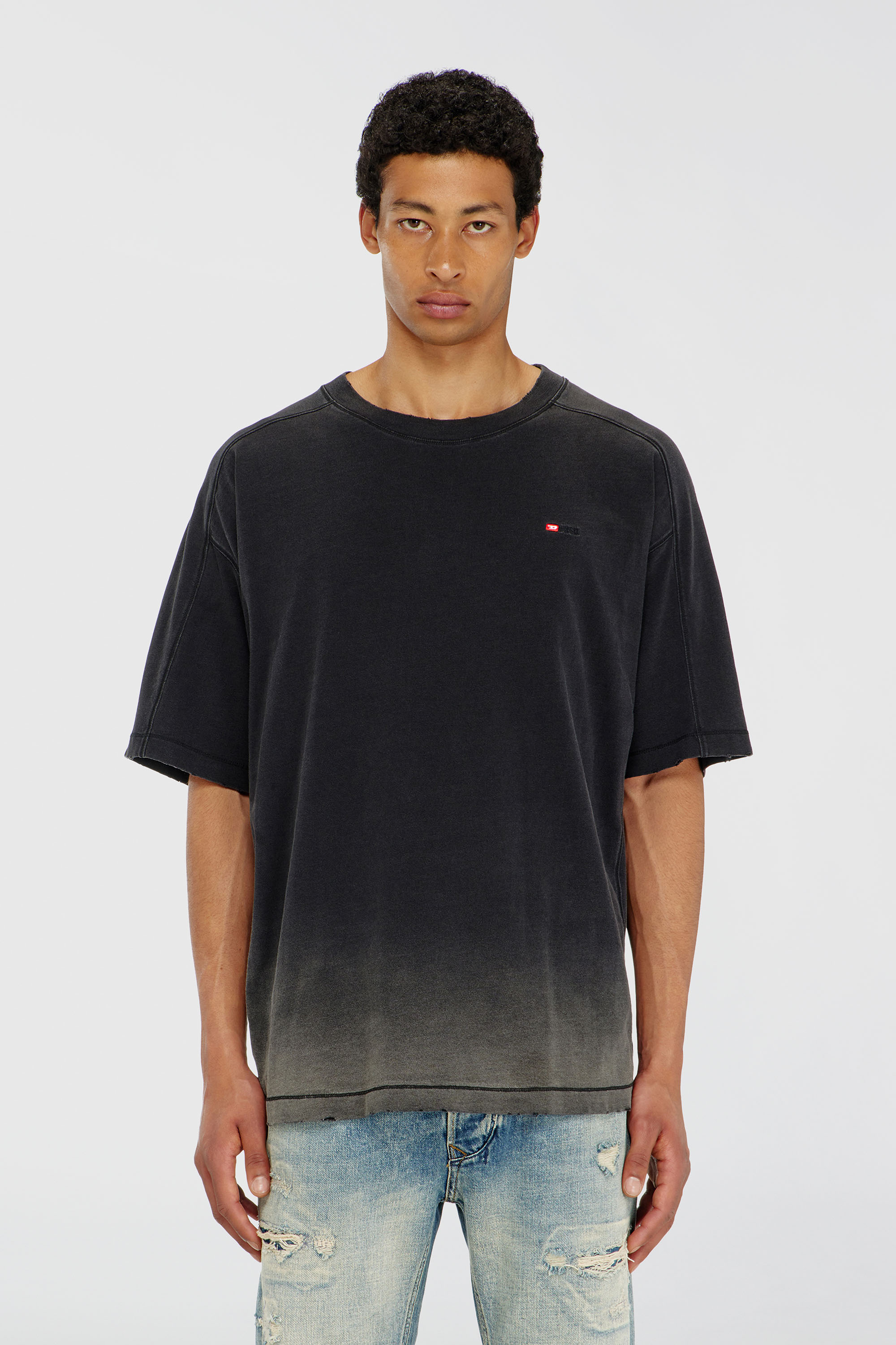 Diesel - T-CROX, Man's Cotton T-shirt with degrad&eacute; effect in Black - 5