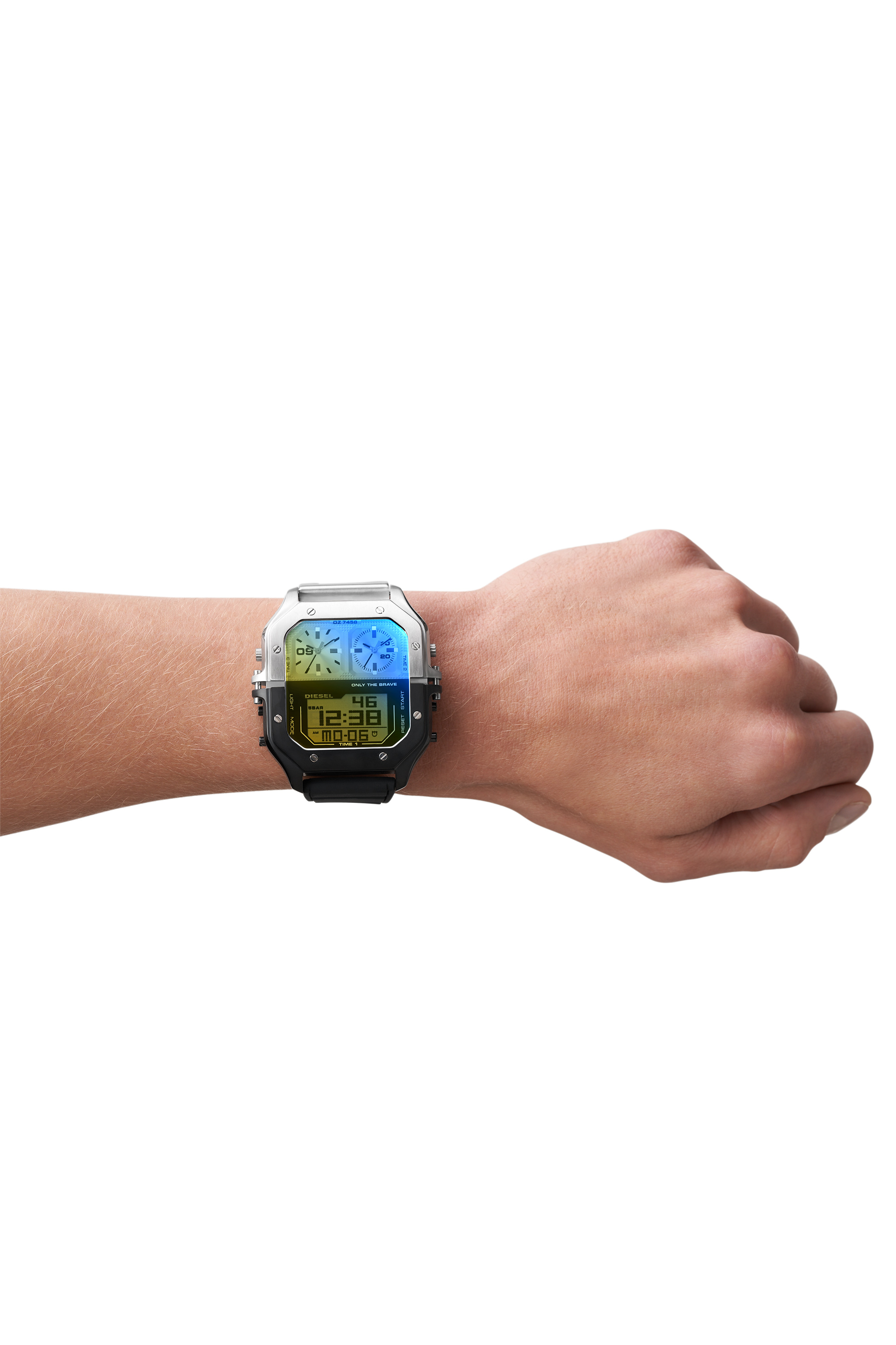 Diesel - DZ7458, Man's Clasher Ana-Digi two-tone silicone watch in Silver/Black - 4