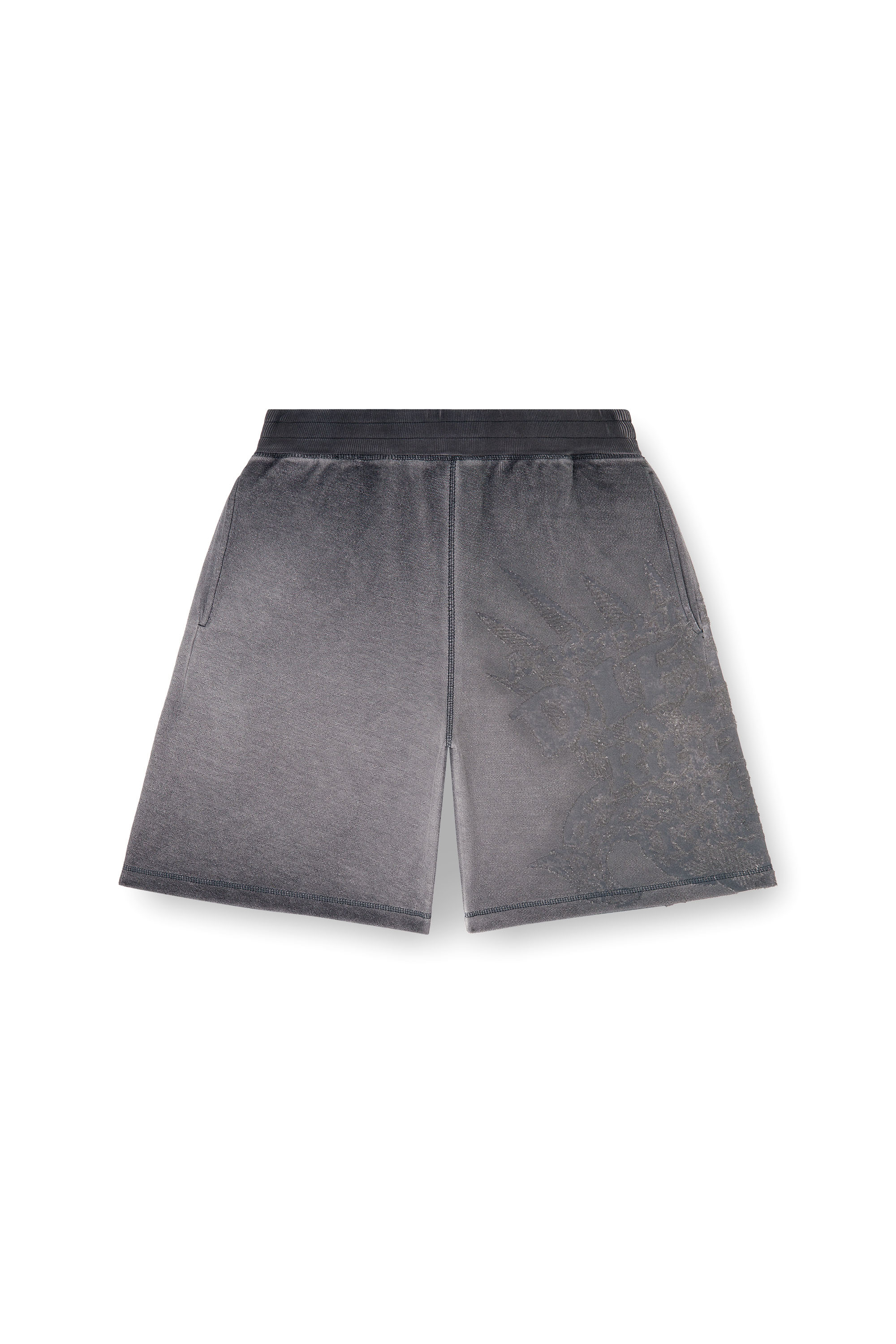 Diesel - P-RAWCROW, Man's Sweatshorts with d&eacute;vor&eacute; motifs in null - 2