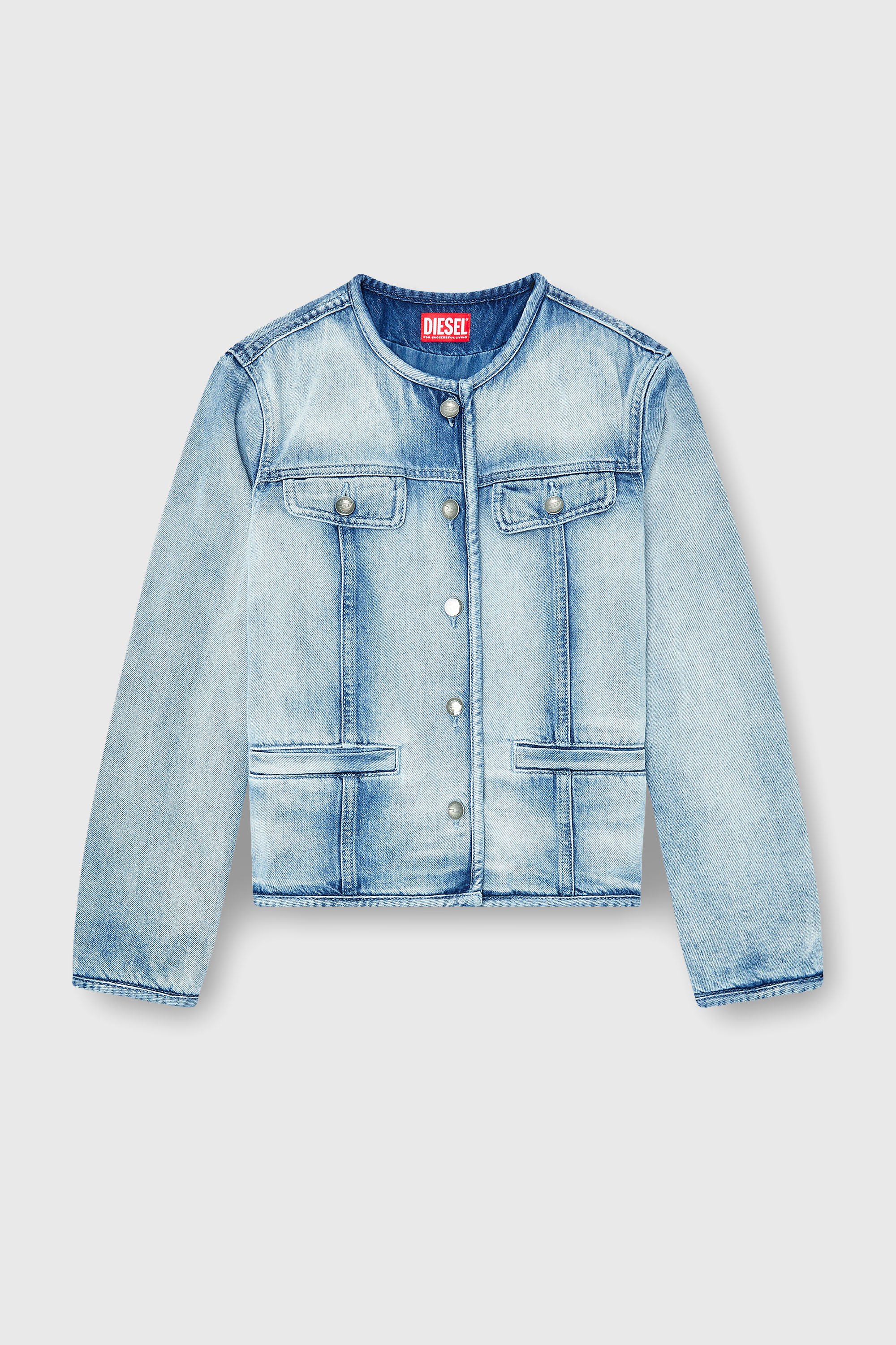 Diesel - DE-GRAFY-FSI1, Woman's Jacket in medium-light skeleton denim in Light Blue - 2