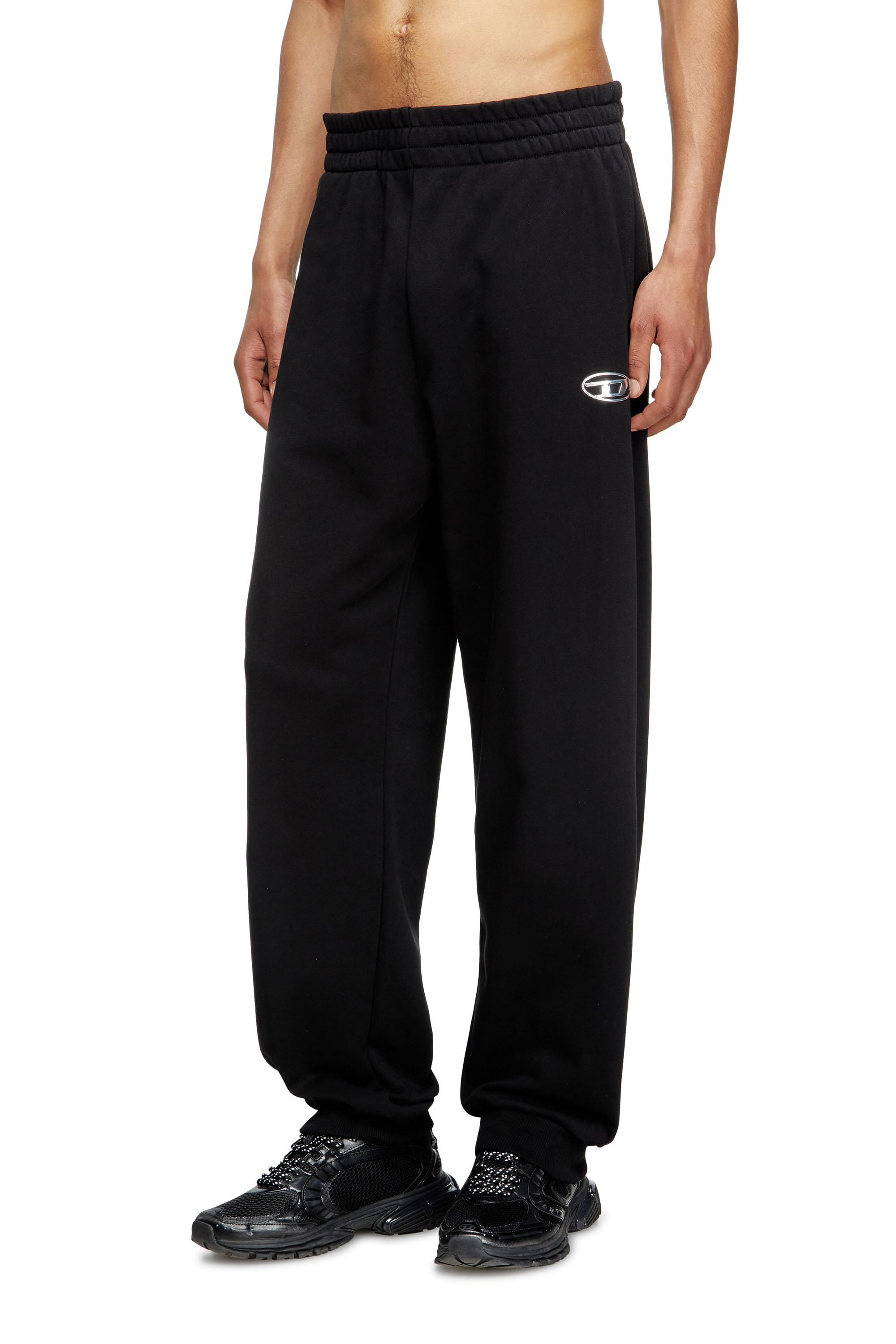 P-MARKY-OD, Black Diesel - P-MARKY-OD, Man's Sweatpants with metal-effect Oval D logo in Black - 3