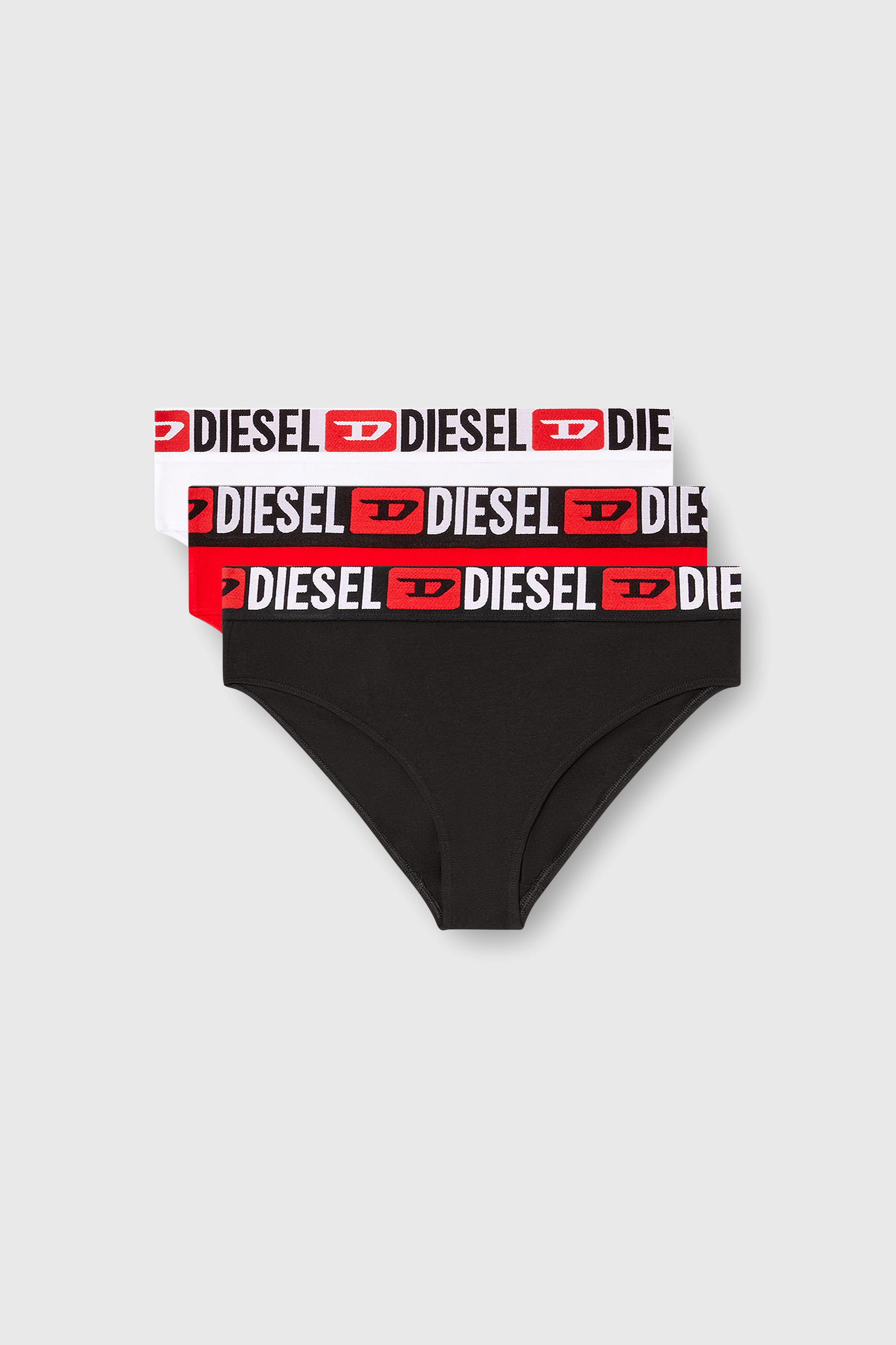 Diesel - SAM-D-CORE-3PACK, Woman's Three-pack briefs with maxi-logo waist in Red/Black - 1