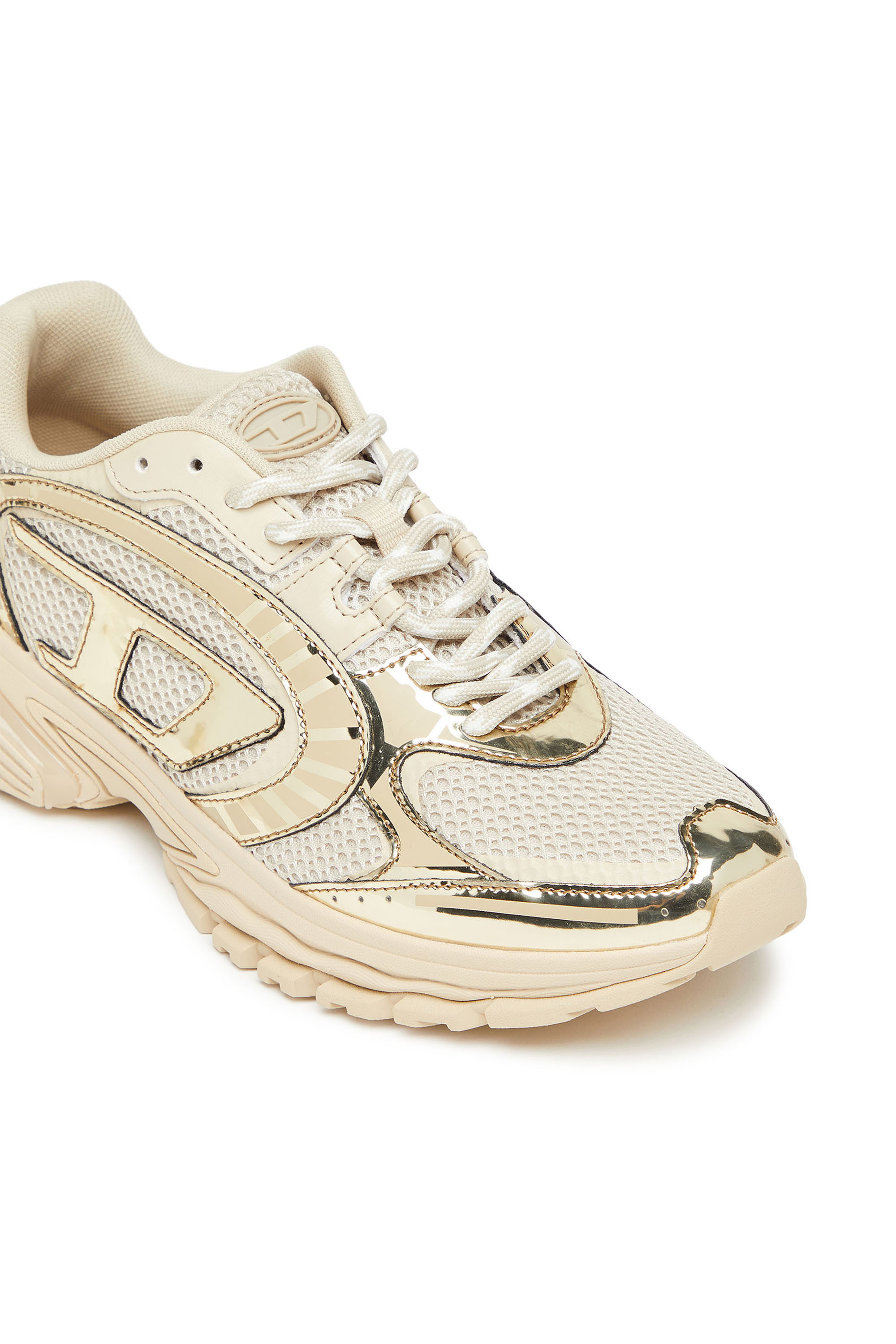 S-PRO-V-DENSE LOW W, Beige Diesel - S-PRO-V-DENSE LOW W, Woman's S-Pro-V-Dense-Metallic mesh sneakers with Oval D logo in Beige - 6