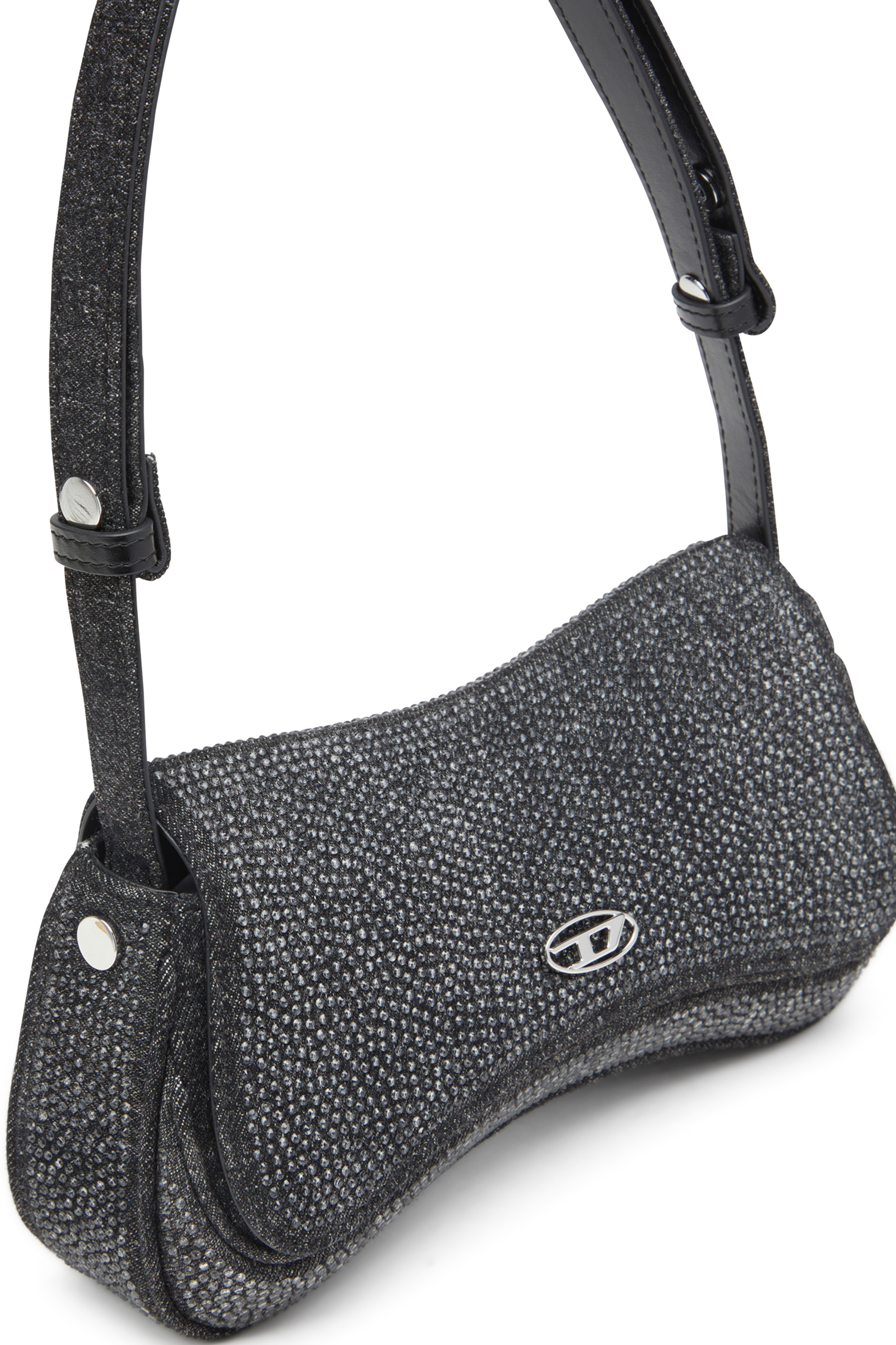 Diesel - PLAY CLUTCH, Woman's Play-Clutch in crystal denim in Black - 5