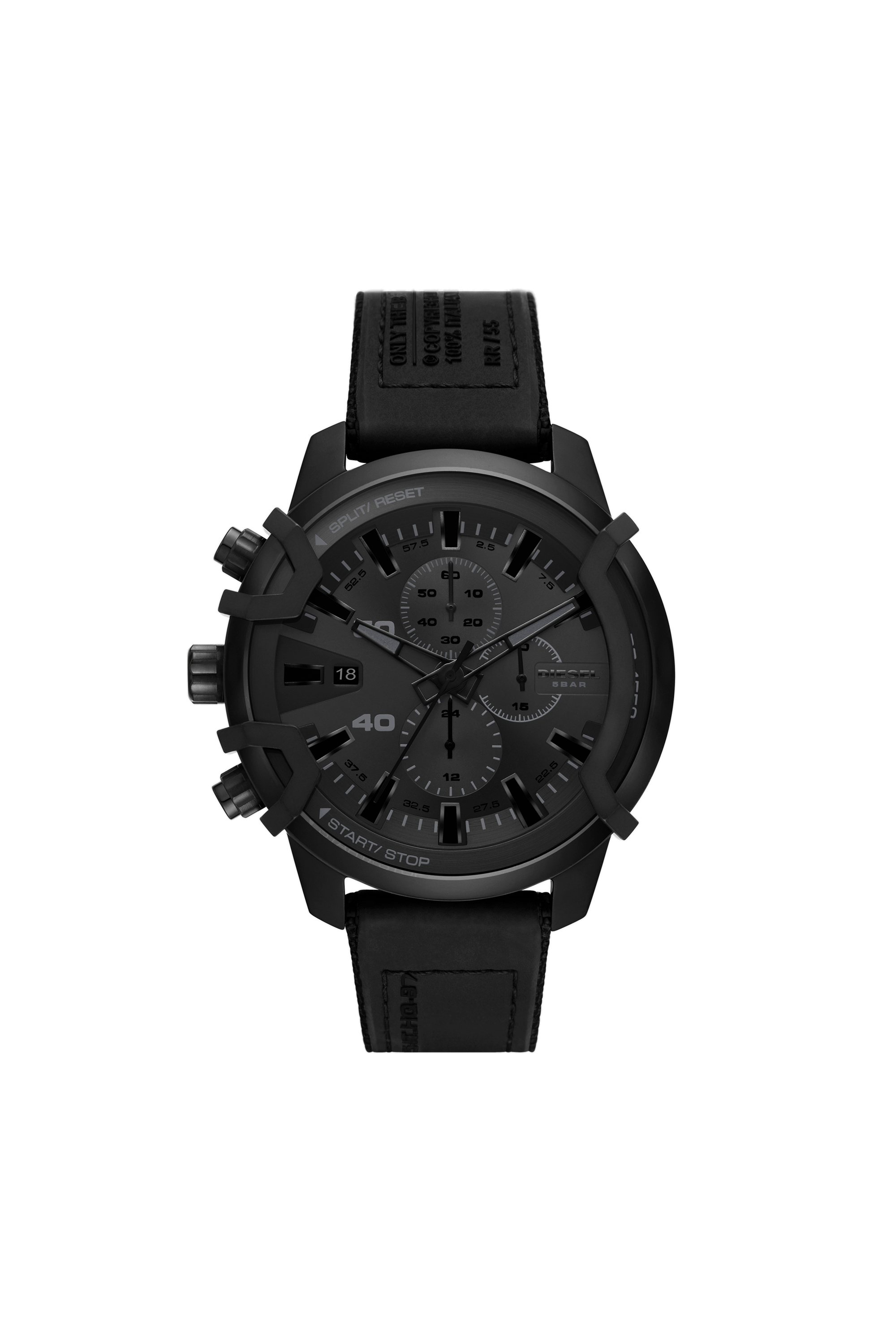 Diesel - DZ4556, Man's Griffed chronograph black canvas watch in Black - 1