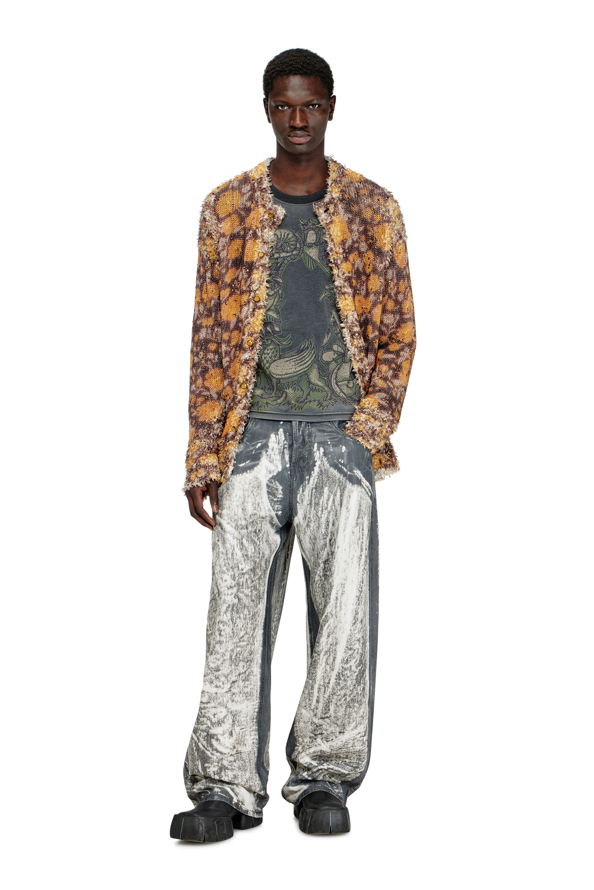 Diesel - T-JORI-A, Man's Long-sleeve T-shirt with graphic motif in Black - 2