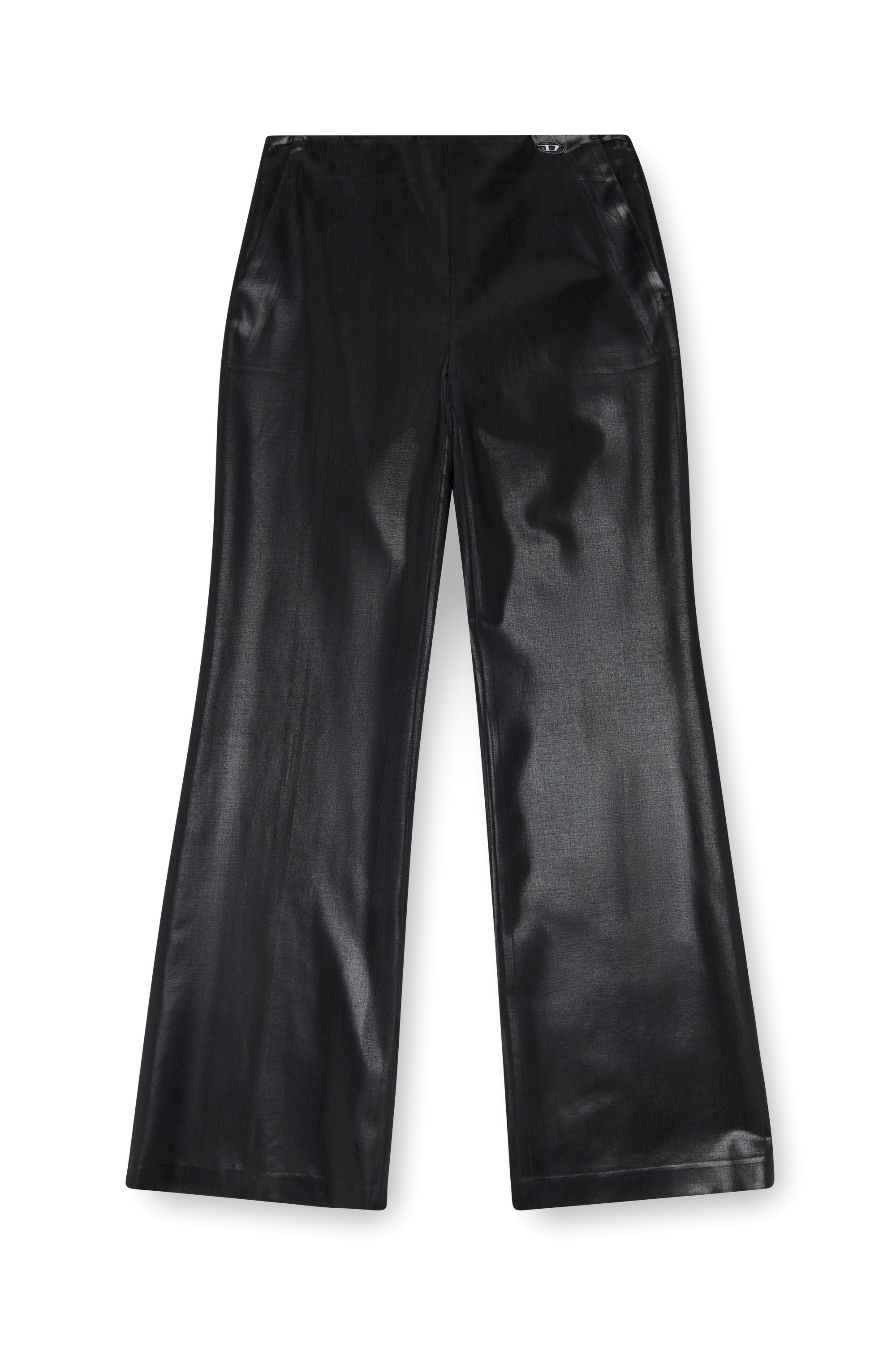 Diesel - P-OLARIS, Woman's Pinstripe pants with coated front in Black - 3